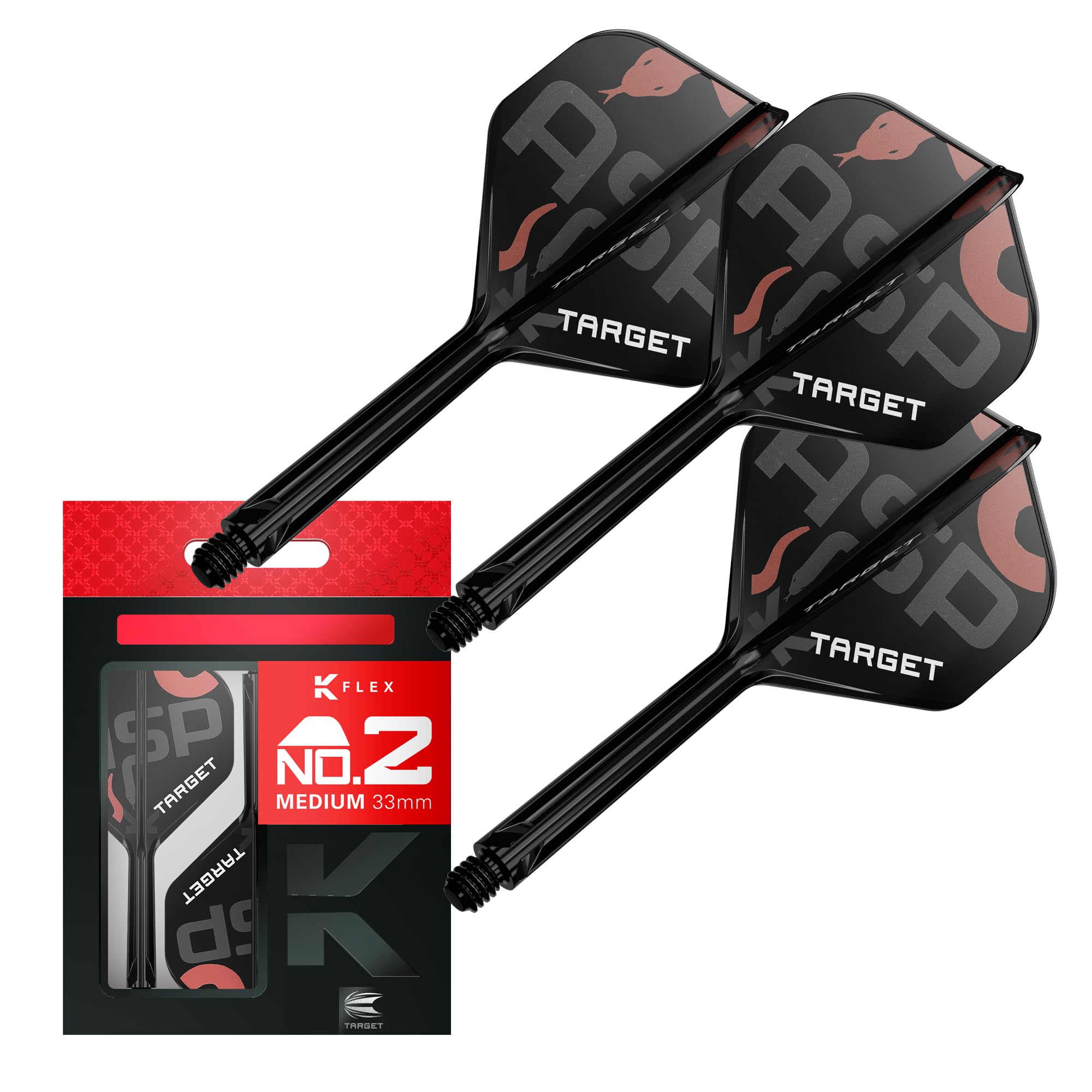 Target Darts K Flex Flights and Shaft System, Medium (33mm), Black, Pack of 3, Player Edition Darts Accessories