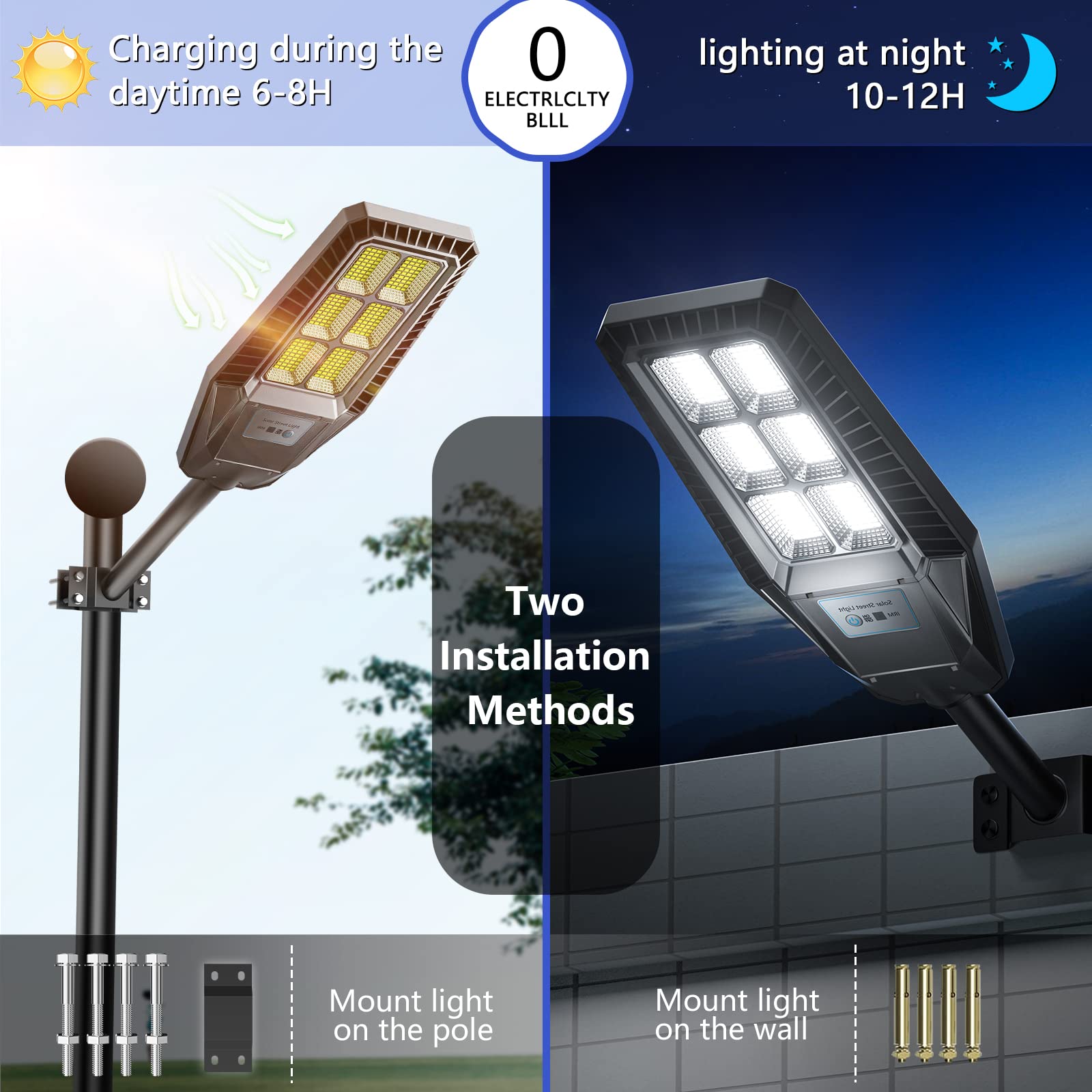 Tenkoo Solar Street Light Outdoor 25000Lm Motion Sensor Lamp Waterproof Ip66 Security Powered For Dusk Dawn Court And Parking Lo