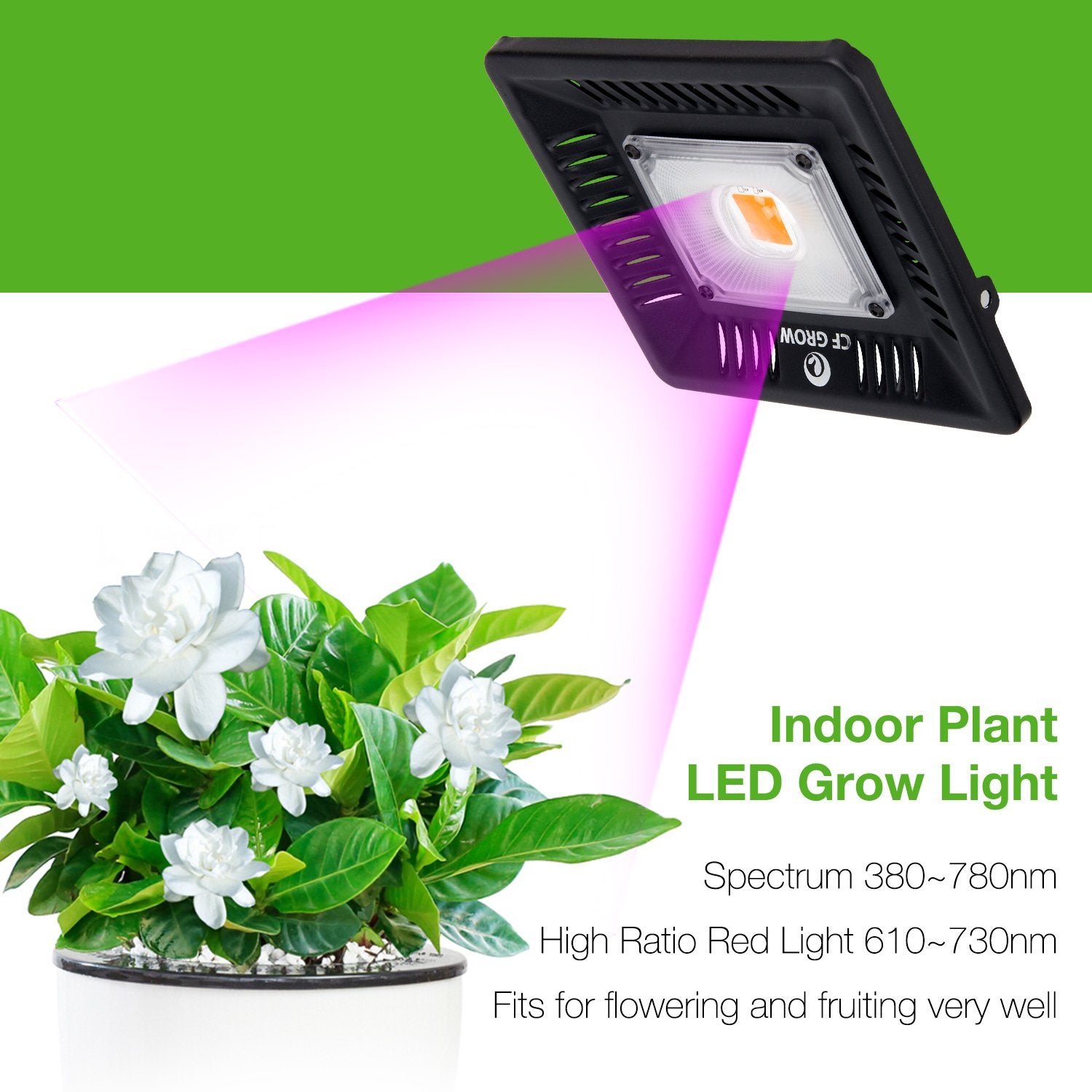 Waterproof 100W Led Grow Light Full Spectrum, New Technology Cob Led Grow Light, Natural Heat Dissipation Without Noise, Suitabl