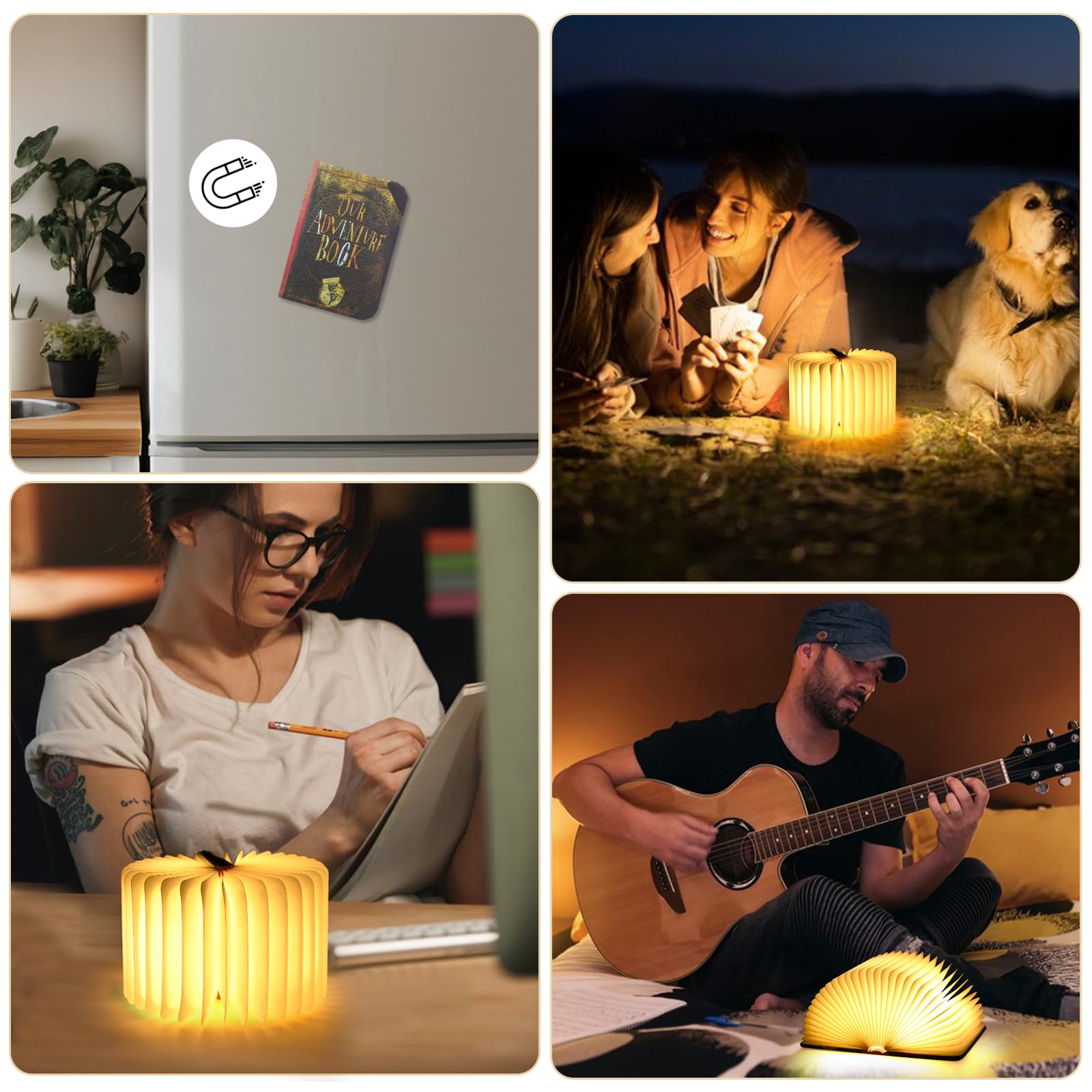 Mini Adventure Book Night Light,3D Folding Lamp&Three Different Lighting Options White/Yellow/Breathing Gradient Colors Led Book