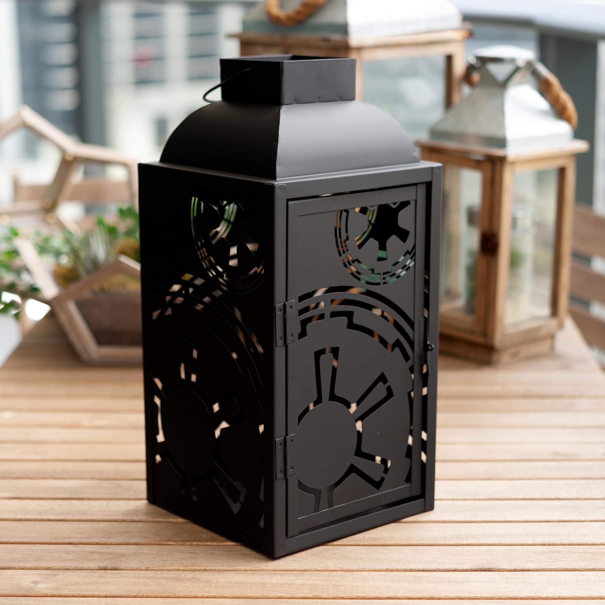 Seven20 Star Wars Stamped Lantern | Black Die-Cut Empire Imperial Symbol | Indoor & Outdoor Use | 14 Inches Tall