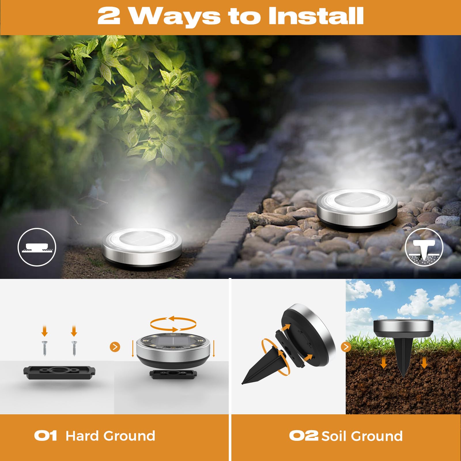 Vighep Solar Ground Lights 18 Pack Flat Solar Lights Outdoor Waterproof  Bright Led Solar Disc Lights  6000K Cool White Landscape Lighting For Outside Yard Garden Pathway Driveway Lawn
