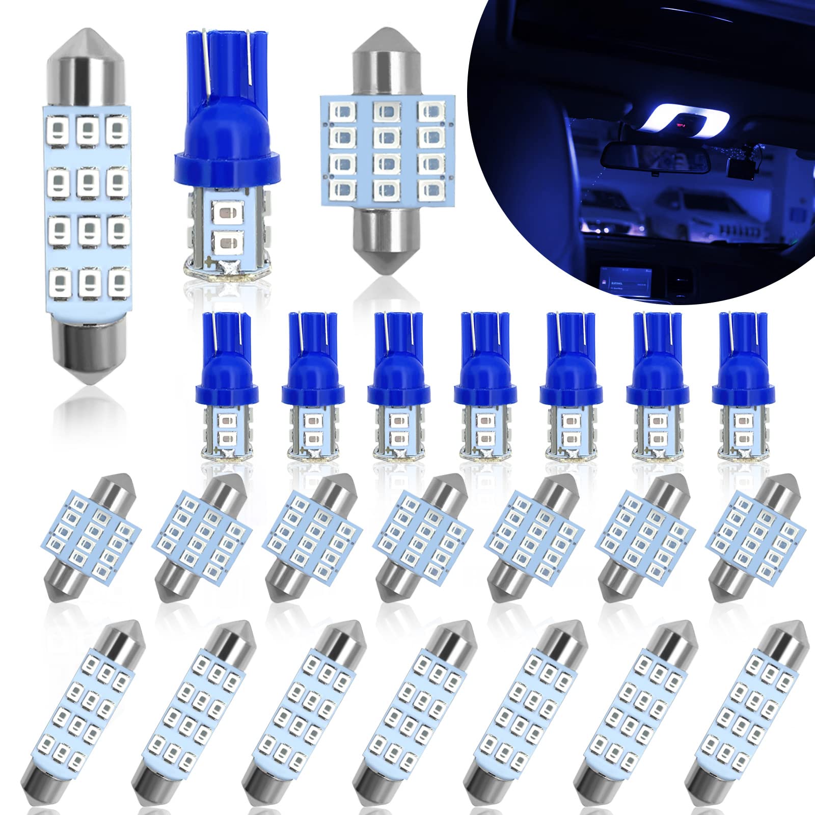 Yogeier Car Led Bulb, Car Led Combination Set Of 24 Sets, Used For Car Interior Lights, Indoor Map Dome Lights, Trunk Lights, Li