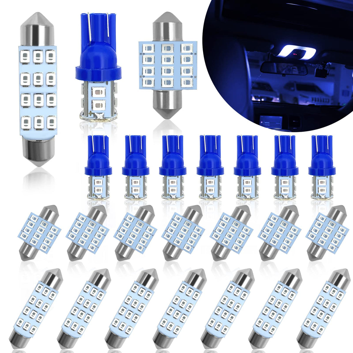 Yogeier Car Led Bulb, Car Led Combination Set Of 24 Sets, Used For Car Interior Lights, Indoor Map Dome Lights, Trunk Lights, Li