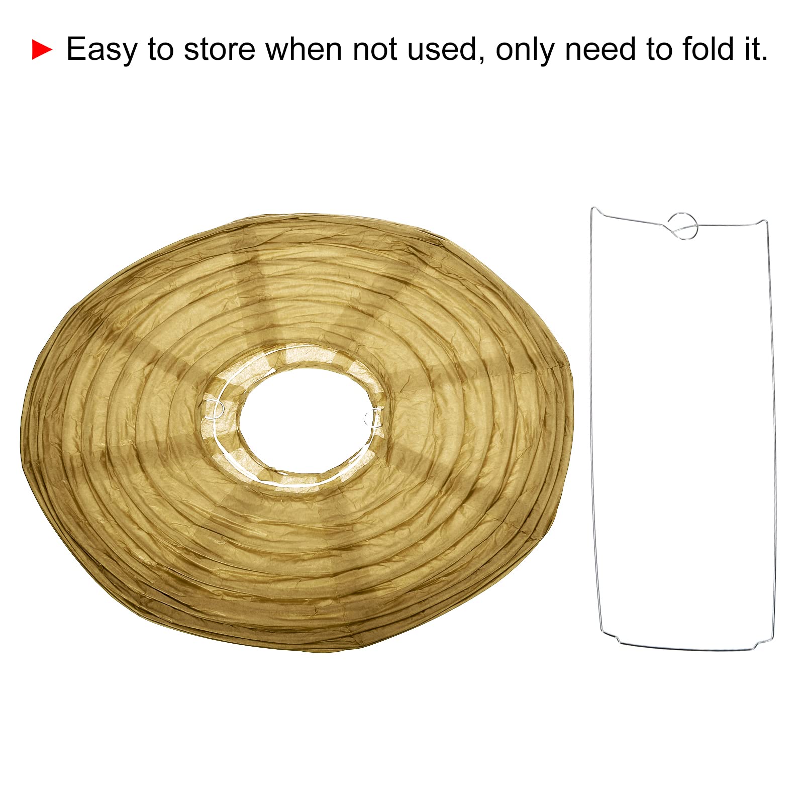 Patikil 12 Inch Paper Lanterns, 6 Pack Round Folding Hanging Lamp Shade For Wedding Home Party Festival Celebration, Gold