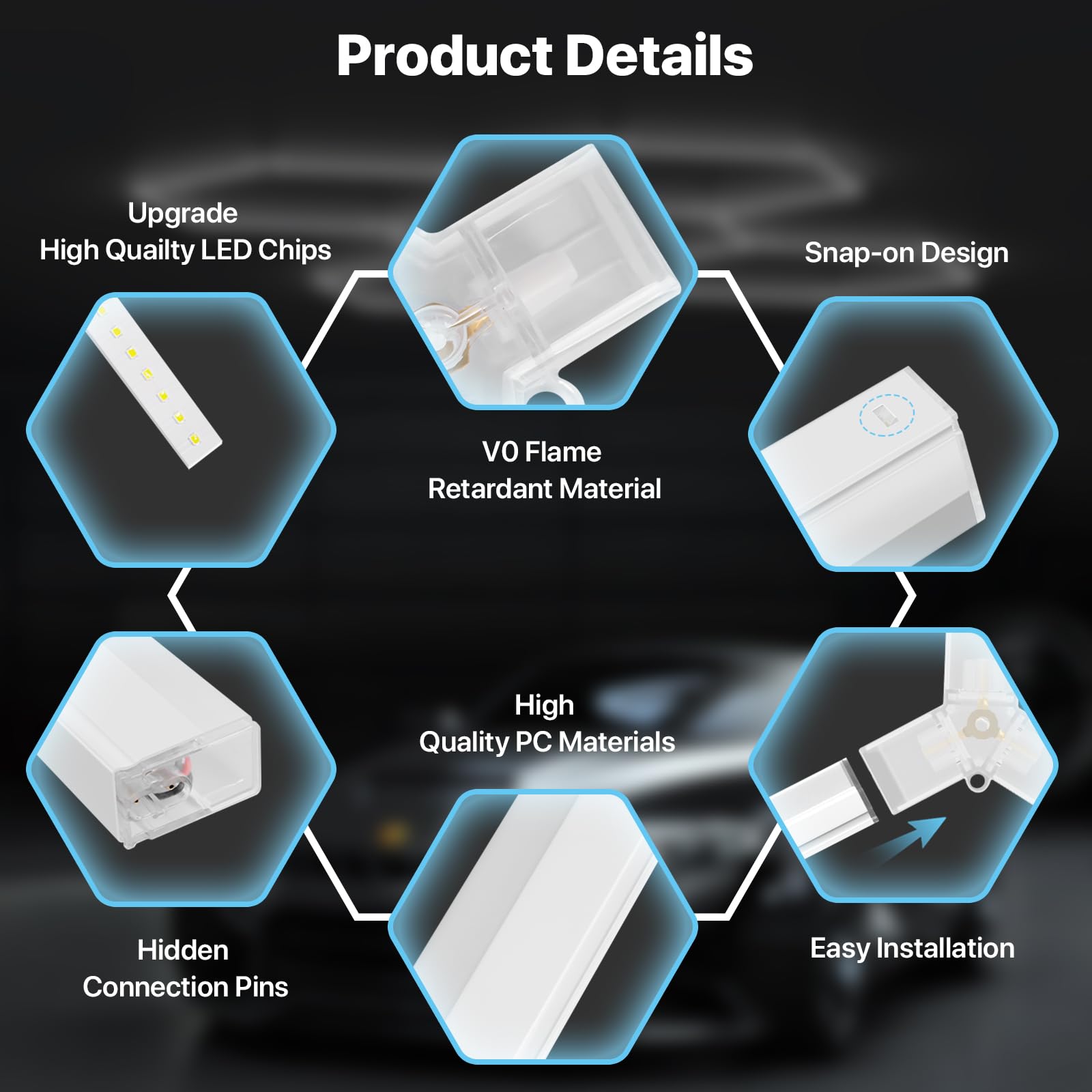HYPERLITE Gen 2 Hexagon LED Lights 399W 39900LM, 14 Grids, 6500K, White, Easy Install for Garage, Gym, Workshops,