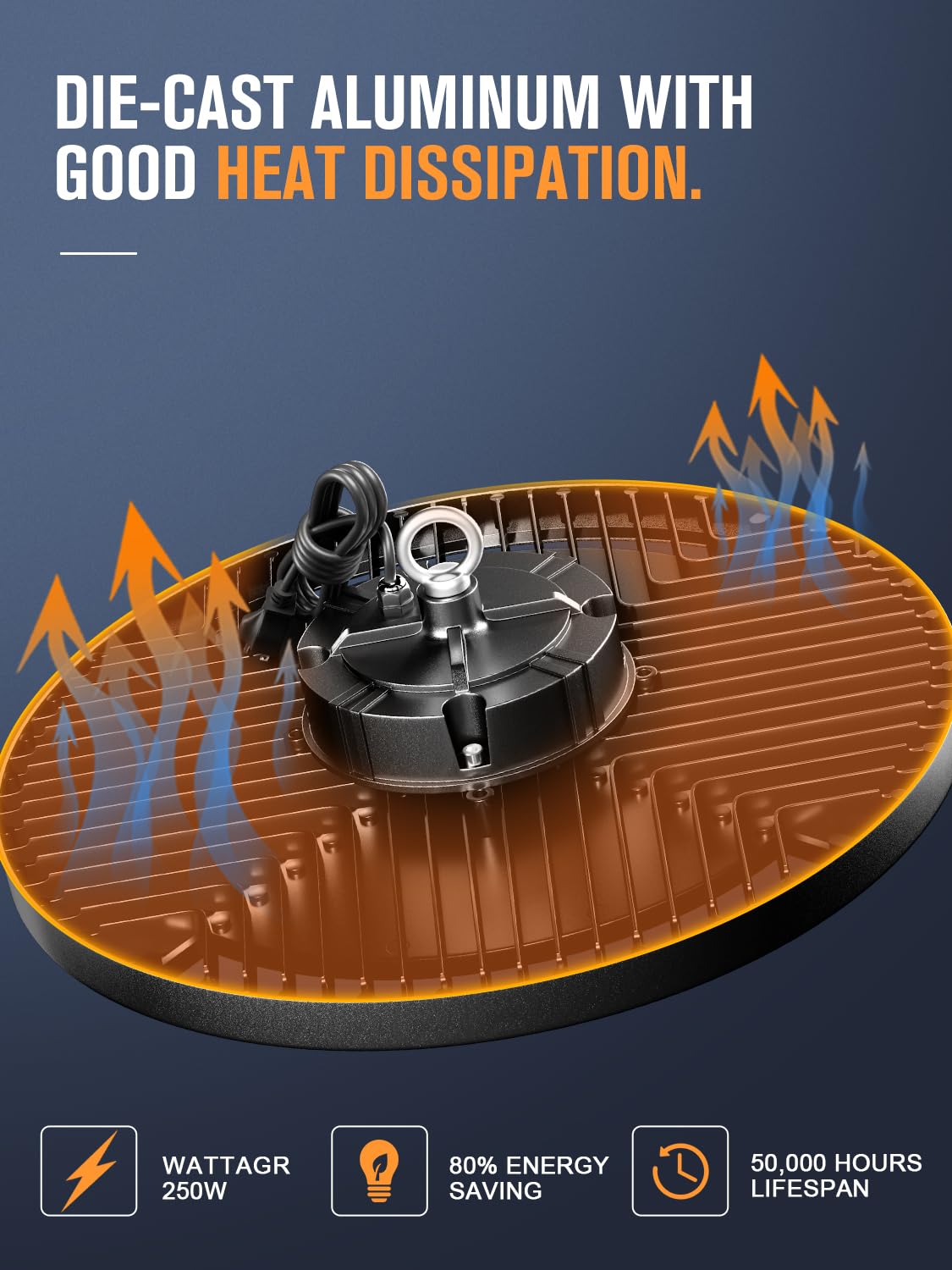 Elekico High Bay Led Shop Light, Upgrade Super Bright 2 Pack 250W Ufo Led High Bay Light, 35000Lm 5000K Commercial Lighting Garage Lights For Factory Workshop Warehouse Garage Barn