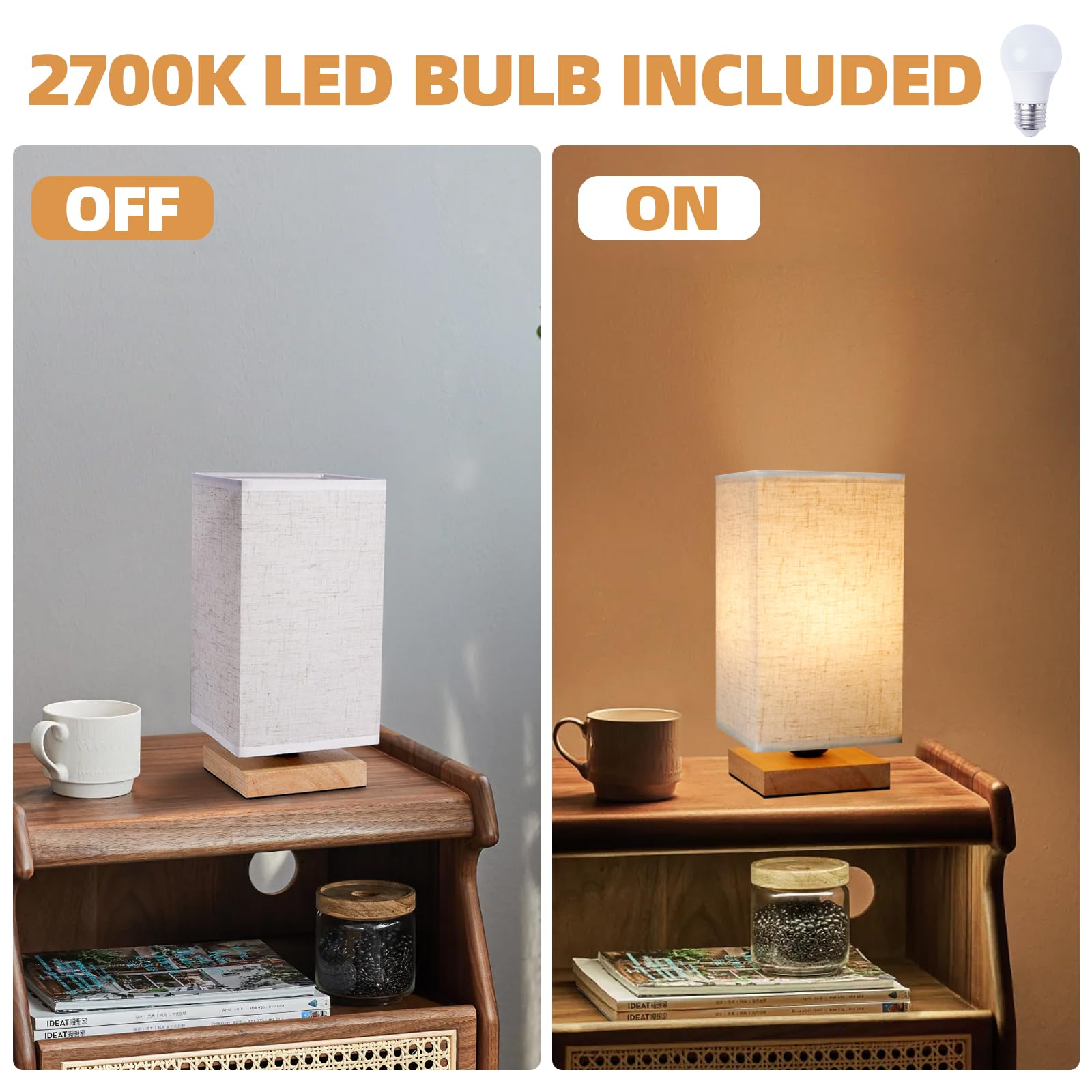 Uchenton Table Lamp For Bedroom - Small Beside Lamps For Night Stands Home Office - Minimalist Design Warm Light Mini Boho Lamp - Fits In Kids,Living,Nursey Room,College Dorm - Awesome Gift Choice