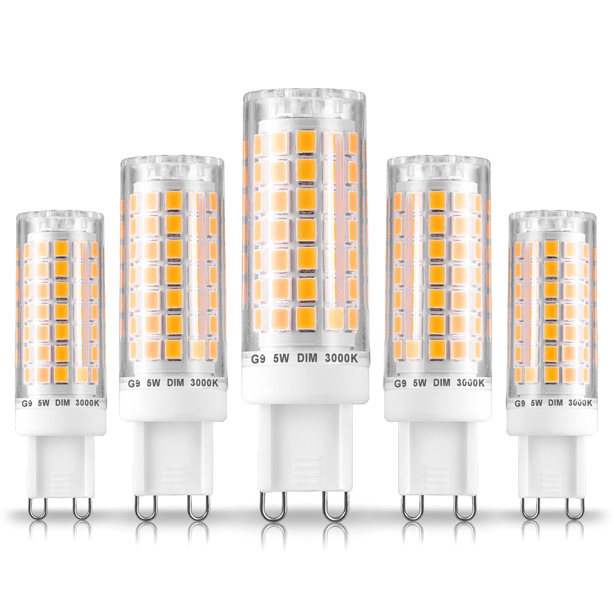 Ziomitus Dimmable G9 Led Bulbs 5W Replace 40W 50W 60W Halogen Bulbs,3000K Warm White,Ac120V No Flicker Dimmable G9 T4 Led Corn B