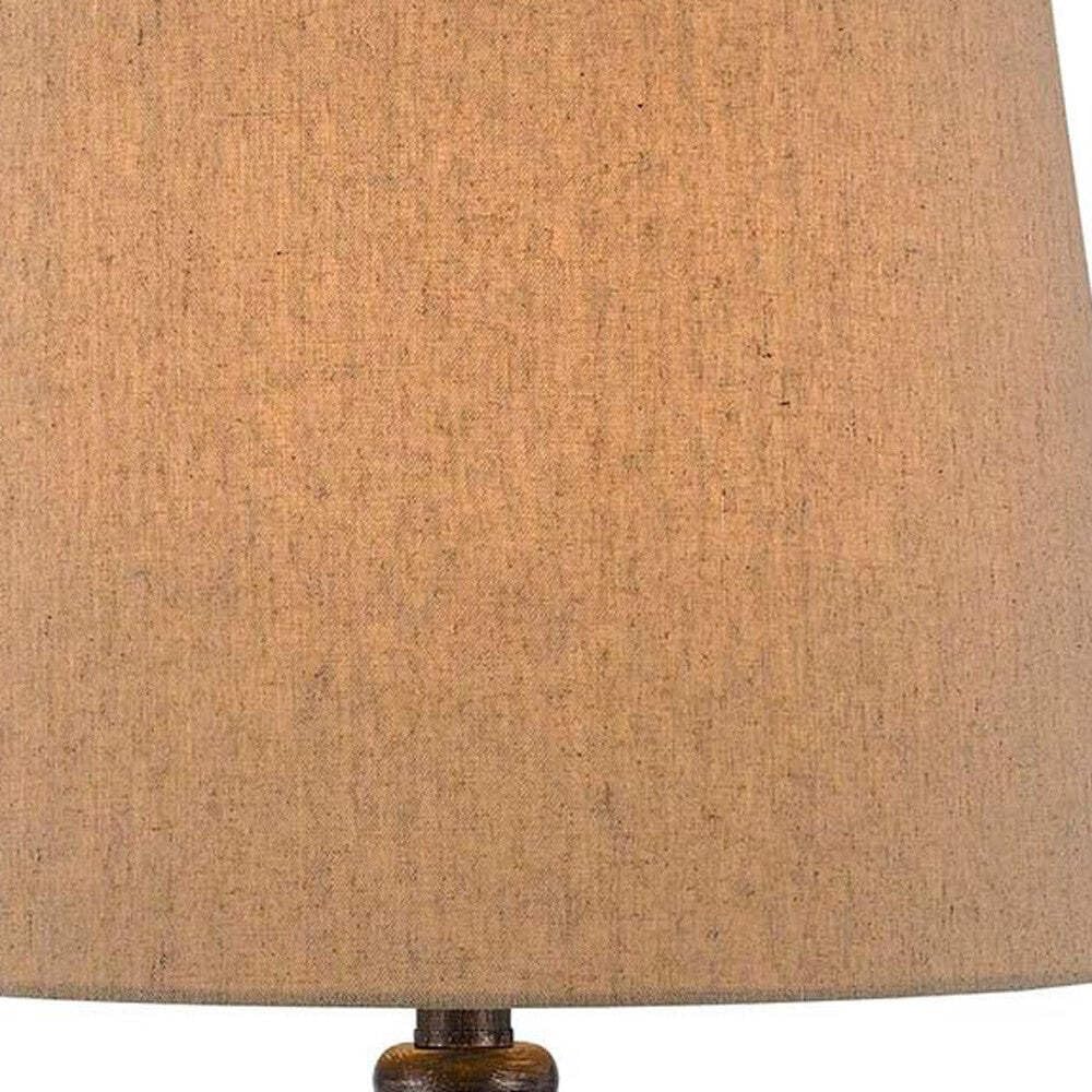 HomeRoots Two Light Table Lamp, Metal, Brown Empire Shade, 30 in., Model 524690