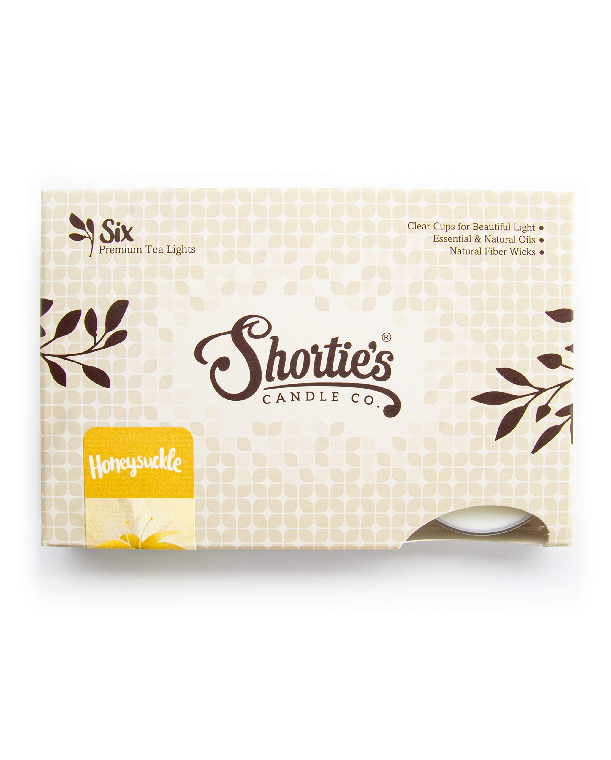 ShortieS Candle Company Pure Honeysuckle Tealight Candles - 6 White Paraffin Wax Lights - Highly Scented - Flower & Floral Collection