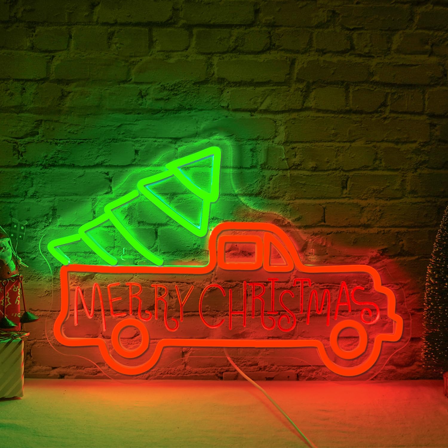WLHOPE Neon Sign, Merry Christmas LED Wall Decor, Dimmable, 16.5L x 11W, Acrylic, Christmas Truck