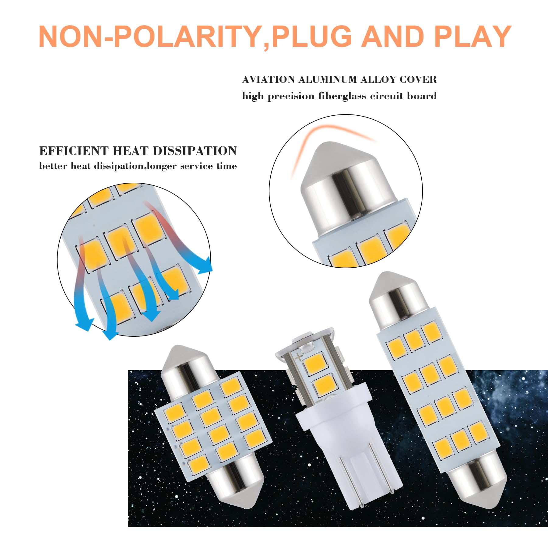 iFunyLED Dome Light LED Bulb Kit - 24 Pieces, Warm White, Replacement for Car Interior, Map, License Plate, 194 T10 DE3175 578