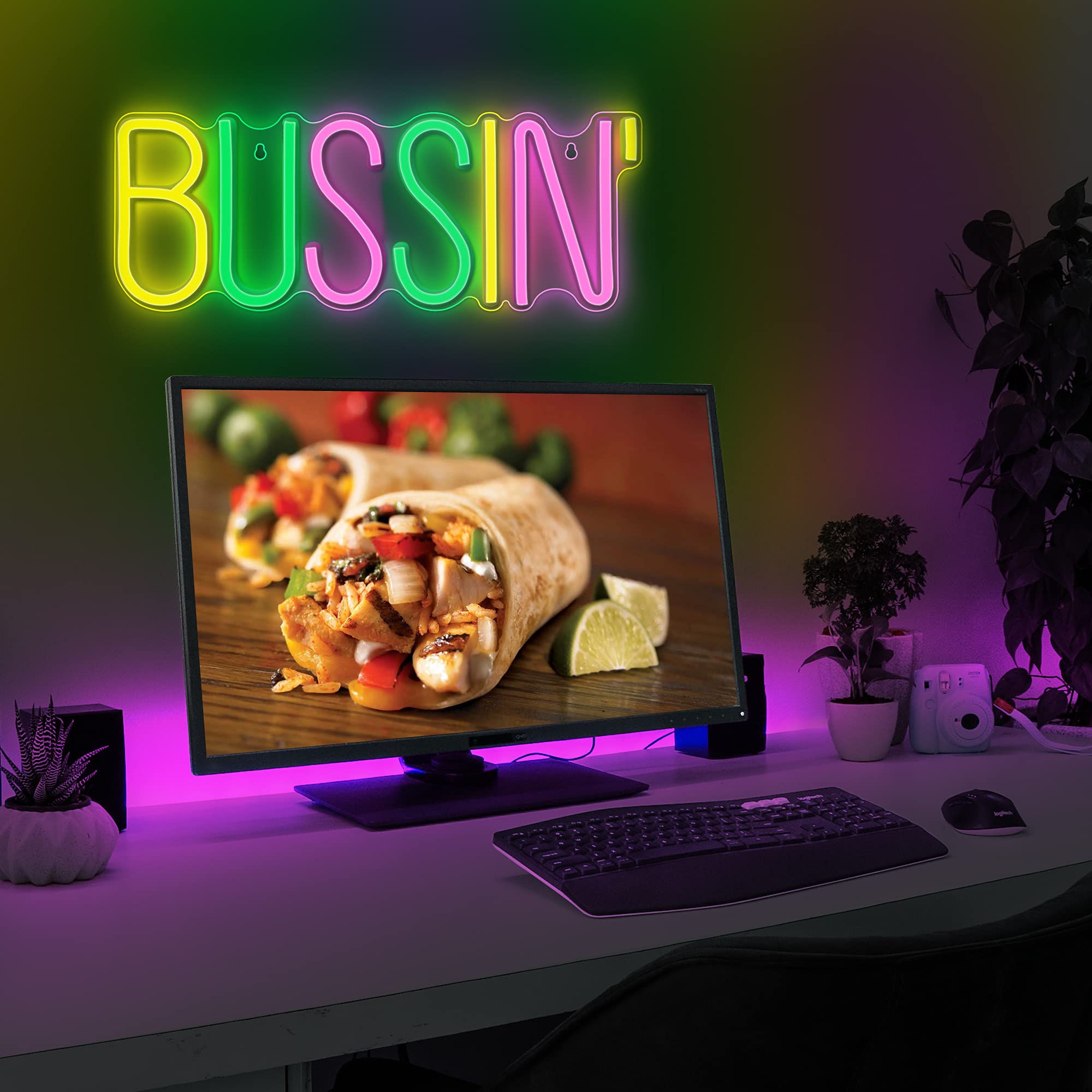 Lumoonosity Bussin Neon Sign - Led Light For Gamers/Streamers, 16.9X6.5 Inch, Acrylic, Bussin Mix, Model Ns-Bussin Mix