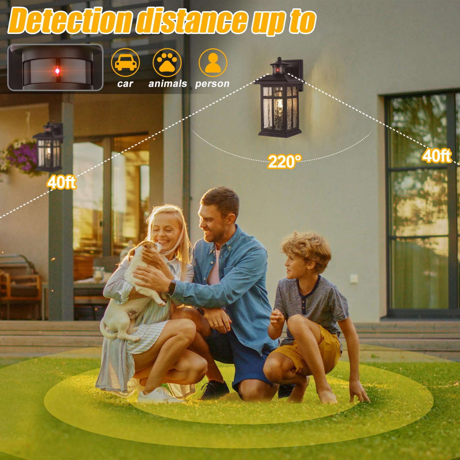 2 Packs Motion Sensor Outdoor Lights- Outdoor Porch Lights Light Fixtures Motion Sensor Bronze, Porch Lights Outdoor Bronze, Ext