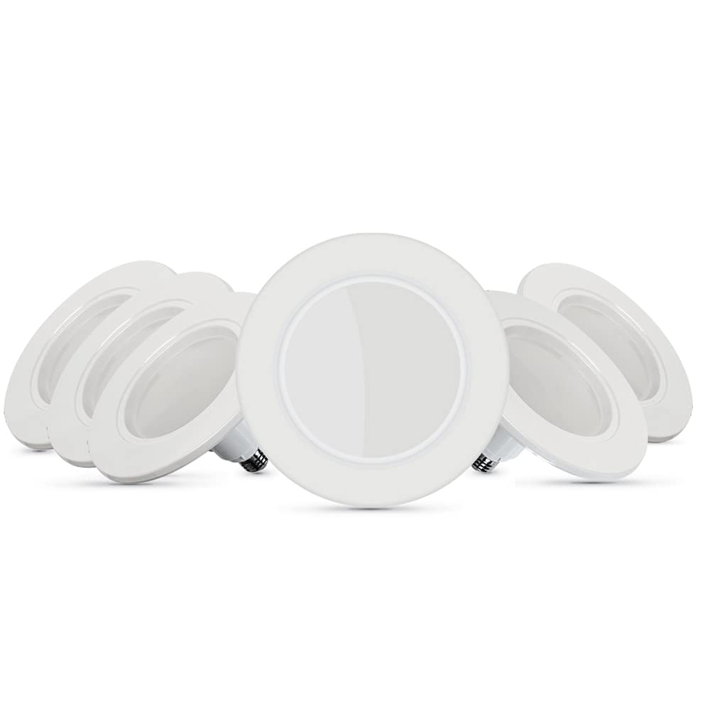 Feit Electric LED Downlight - Dimmable, 2700K Soft White, 65W Equivalent, Pack of 6, Aluminum, Model LEDR56/927CA/MED/6