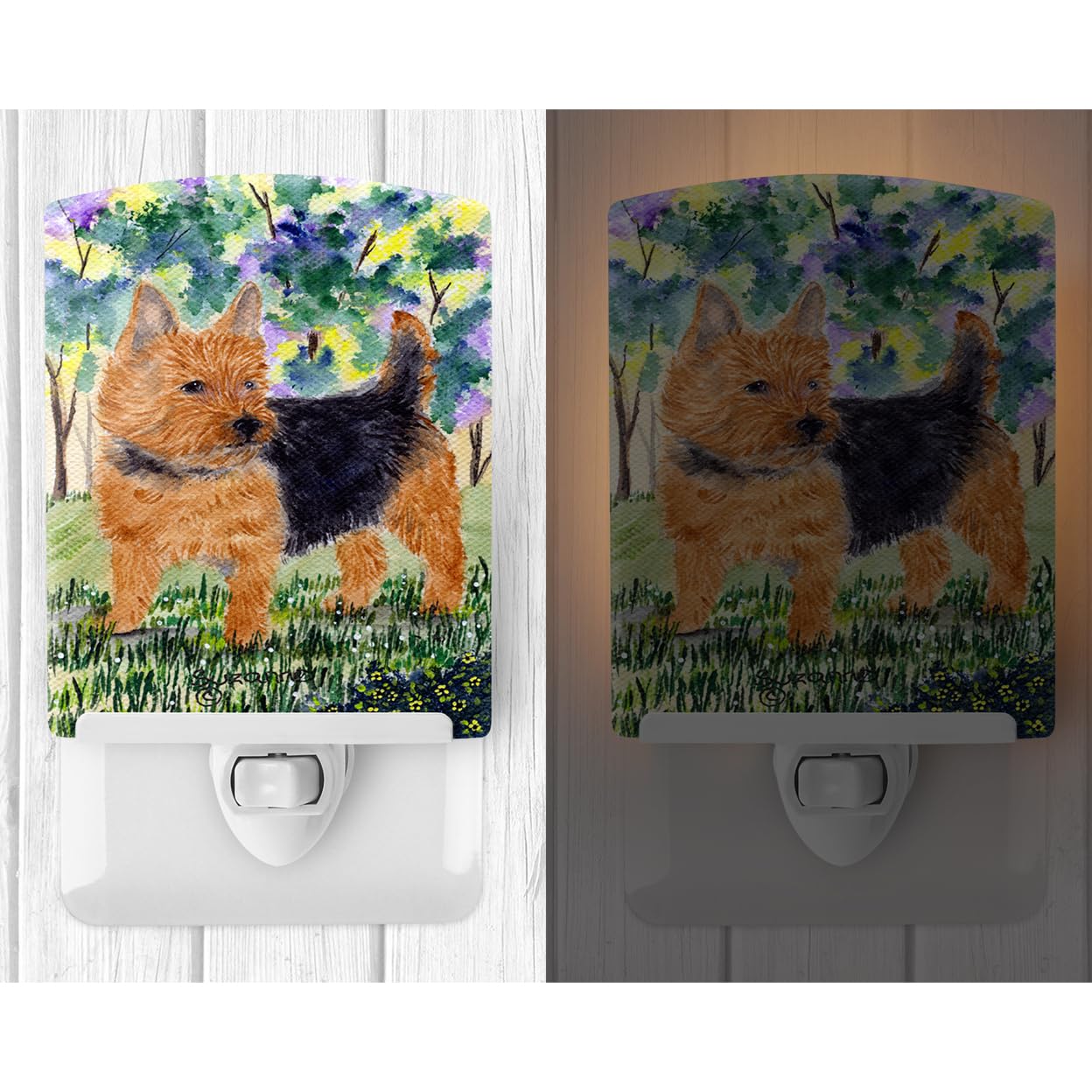 Caroline'S Treasures Ss8218Cnl Norwich Terrier Ceramic Night Light Compact, Ul-Certified, Ideal For Bedroom, Bathroom, Nursery, Hallway, Kitchen, 6X4X3, Multicolor