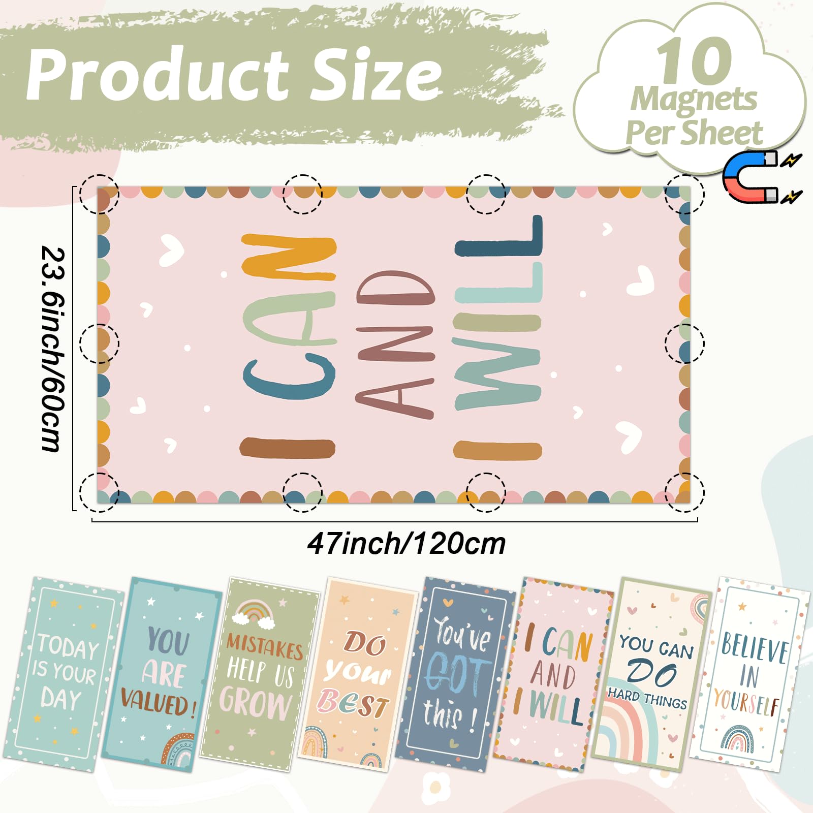 Wiooffen Fluorescent Light Covers 8 Pcs Magnetic Filters 4 x 2 Feet Boho Rainbow Model YM0839