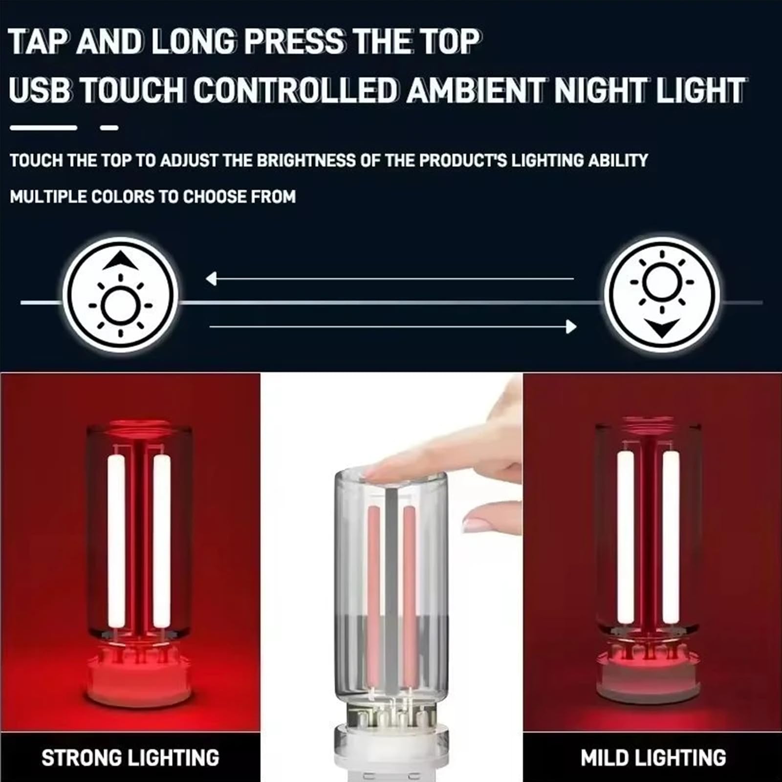 beuhugas USB Night Light - Flexible Neck LED Bulb - Red - 3.67 Cubic Inches - Model Night-001 - Ambient Car Lighting