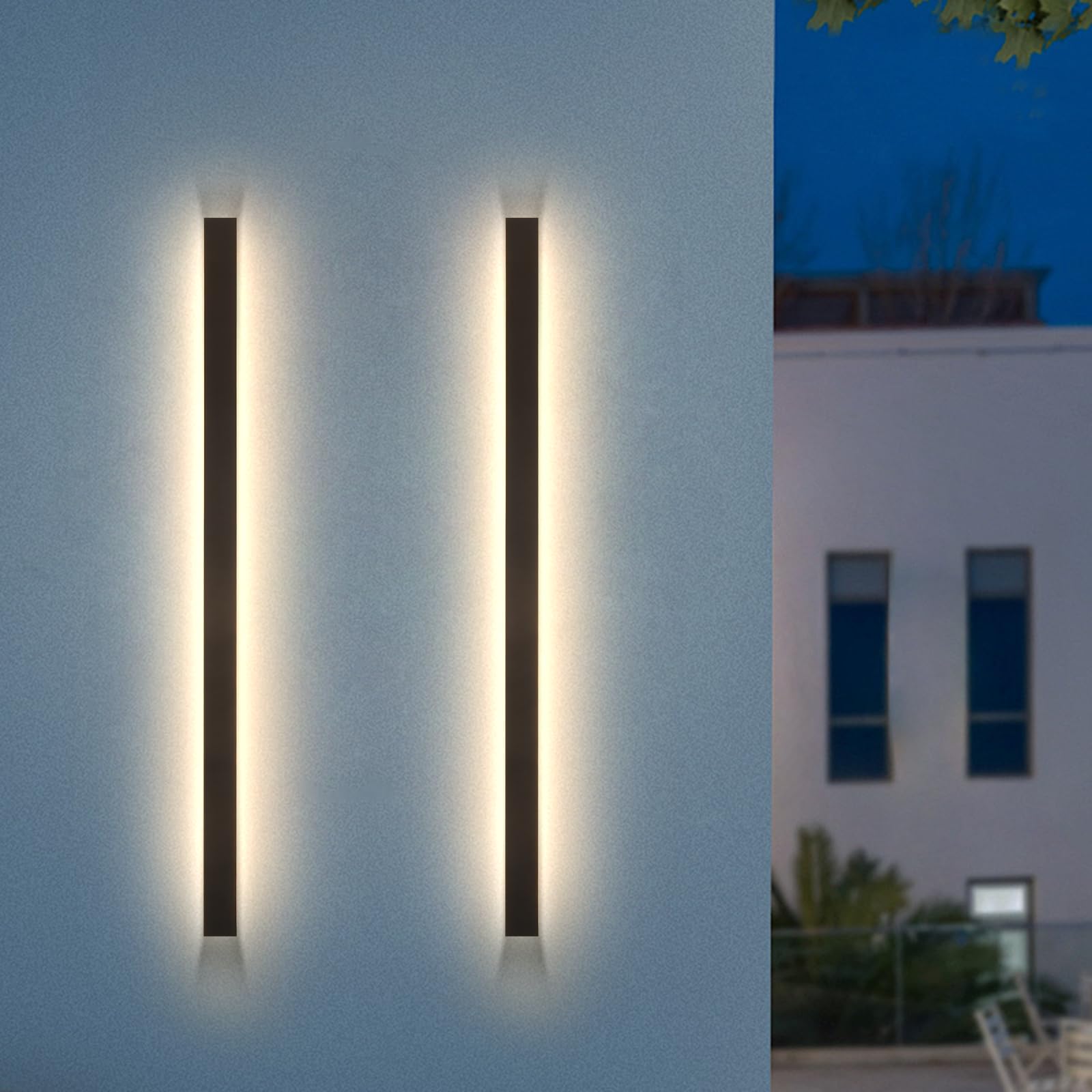 SJIGUANGZ 79 Inch Outdoor Long Wall Sconce, Waterproof Ip65 Modern Linear Wall Light, Outside 60W LED Elegant Rectangular Warm L