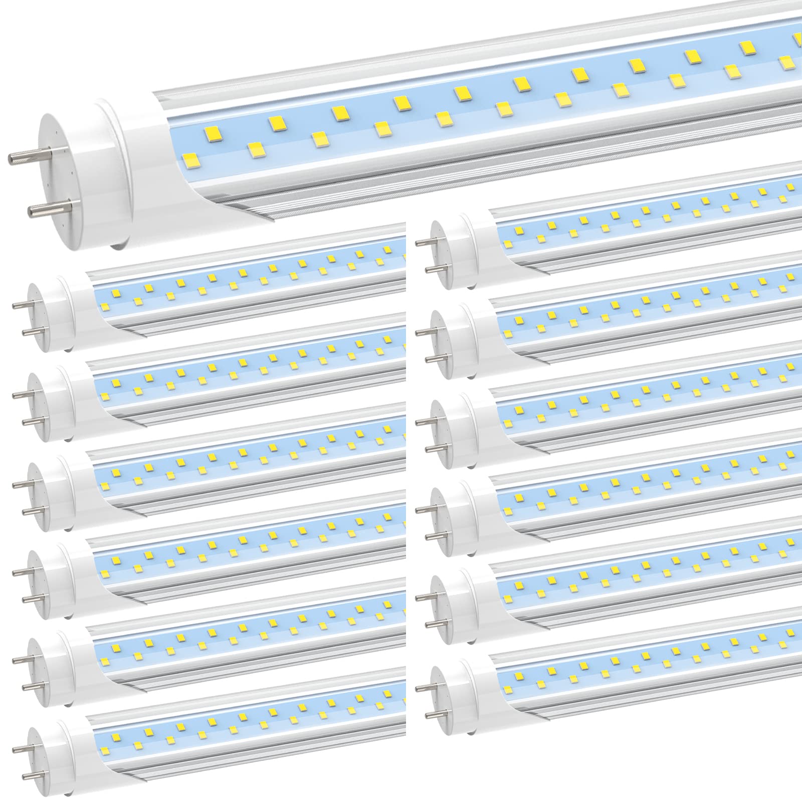 JESLED 4FT T8 LED Tube Light Bulbs, 24W, 5000K Daylight, Aluminum, 12-Pack