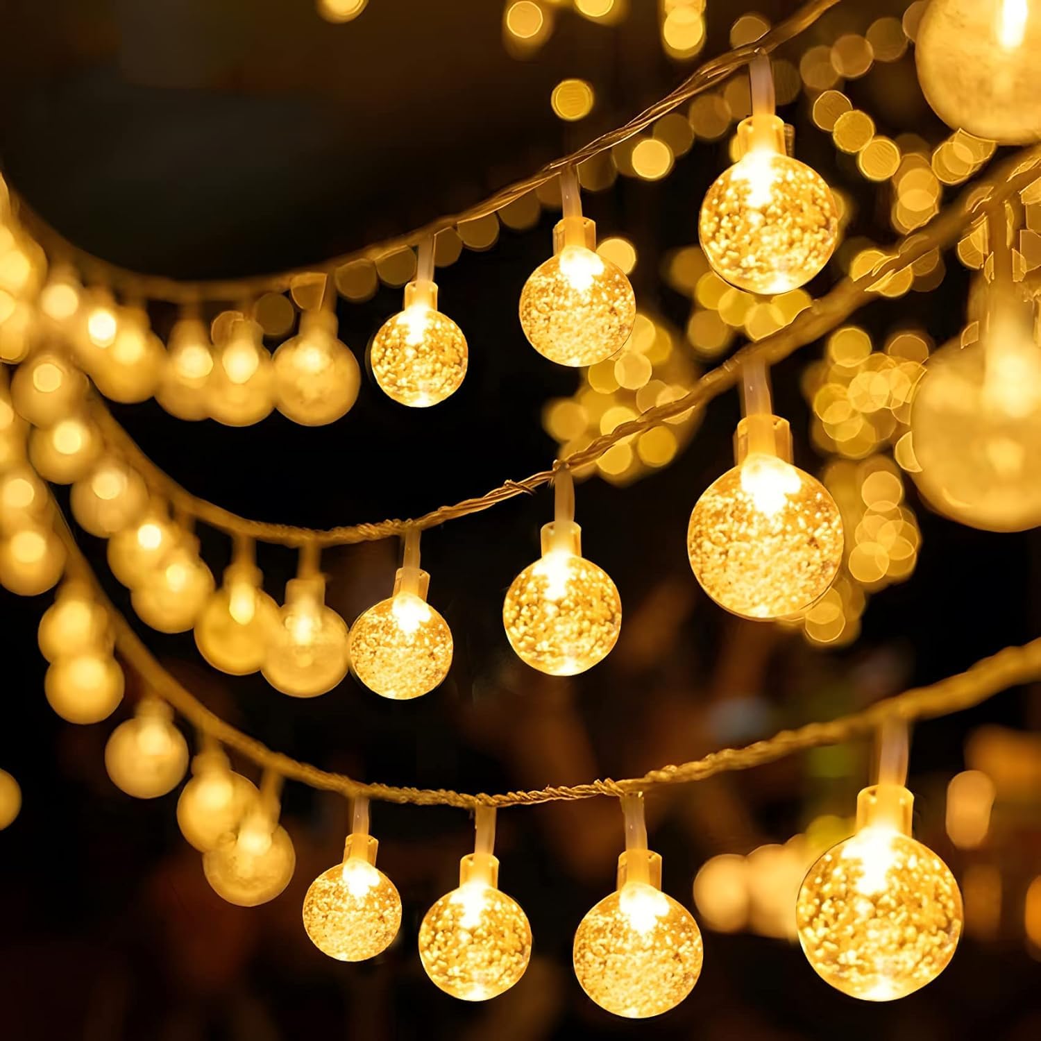 ANJAYLIA 33ft 80LED Globe String Lights Battery Operated With Remote - Waterproof Indoor Outdoor Hanging Fairy Lights for Home,
