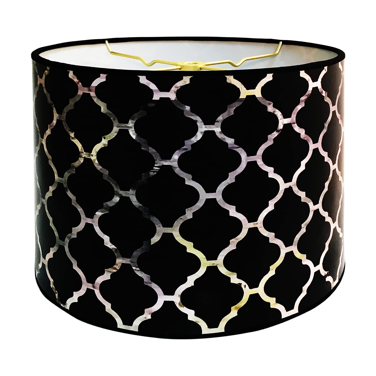 Royal Designs, Inc. Trendy Decorative Handmade Drum Shade, Made in USA, 10in, HBC-8048-10, Black Moroccan