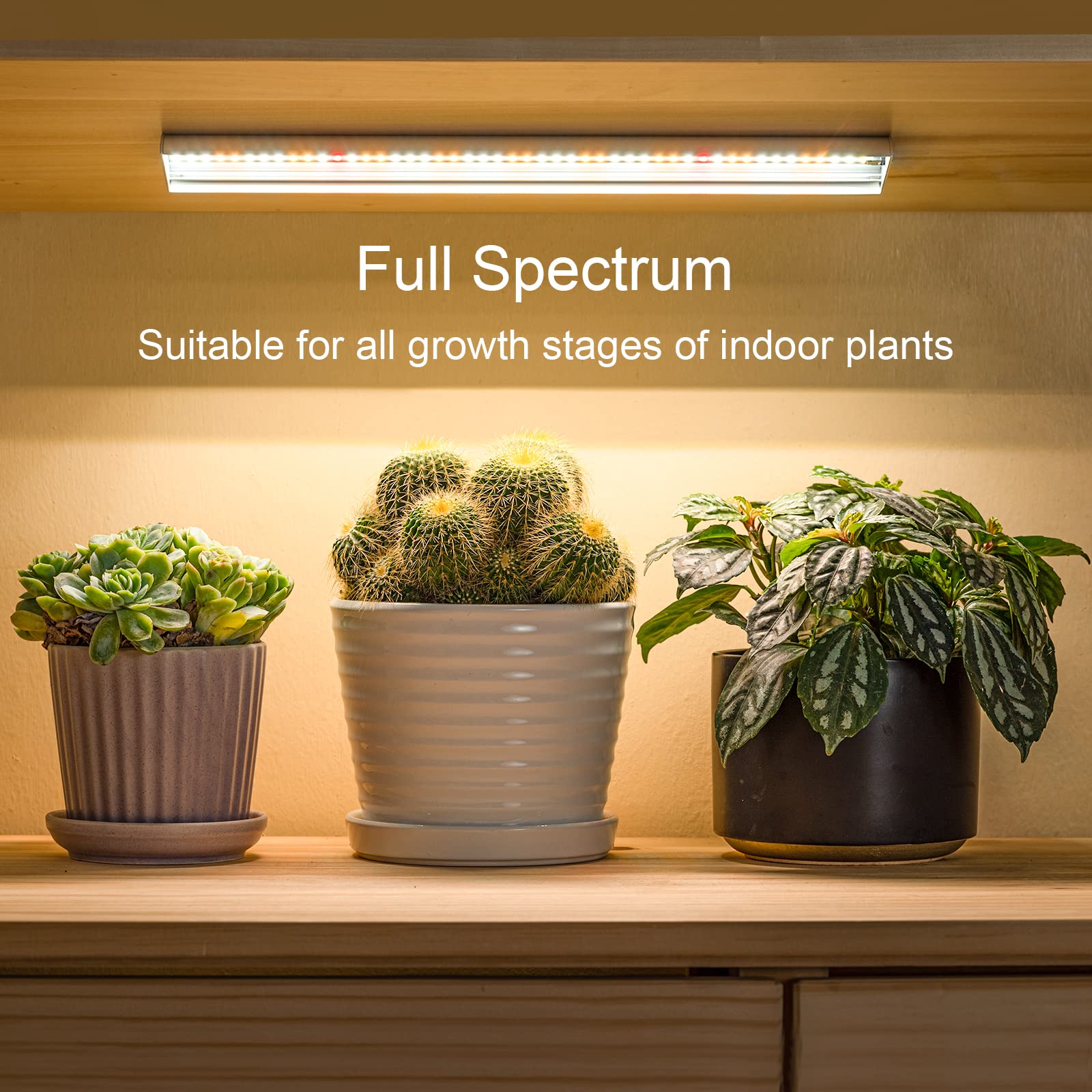 FOXGARDEN Grow Light Strip, Full Spectrum 96 LED, Auto On/Off Timer, 4 Dimmable Brightness, 1 Pack, Natural White Plastic