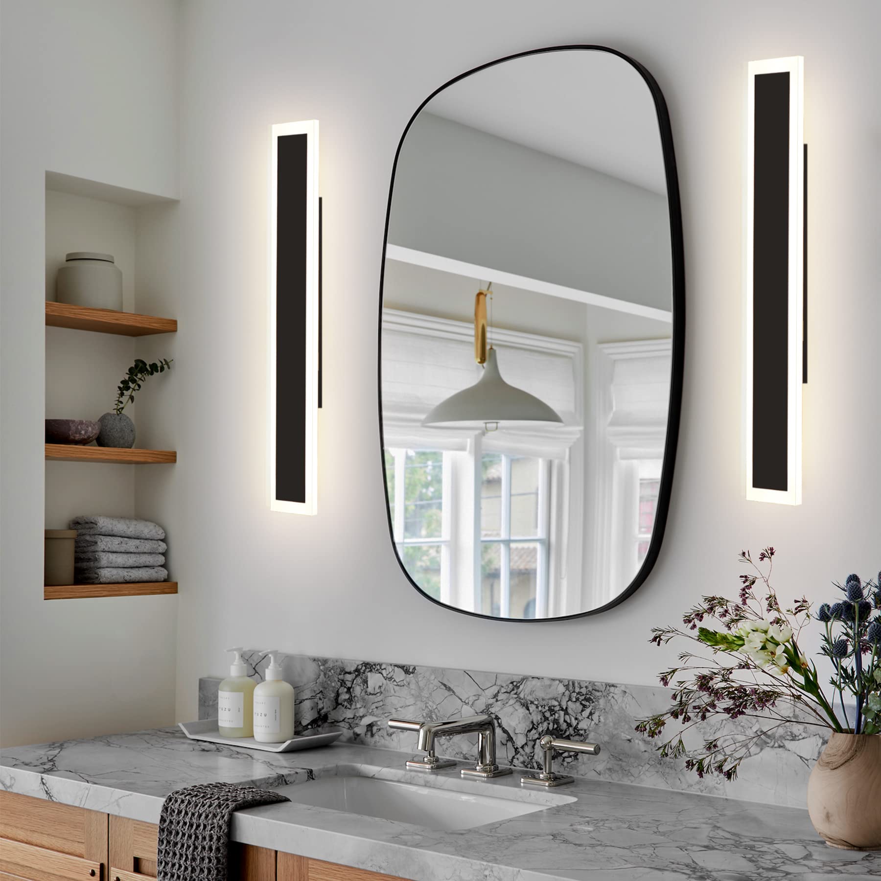 Tewei Black Outdoor Wall Light Fixture, 23.6In Led Sconce, 3000K Warm White, 2-Pack