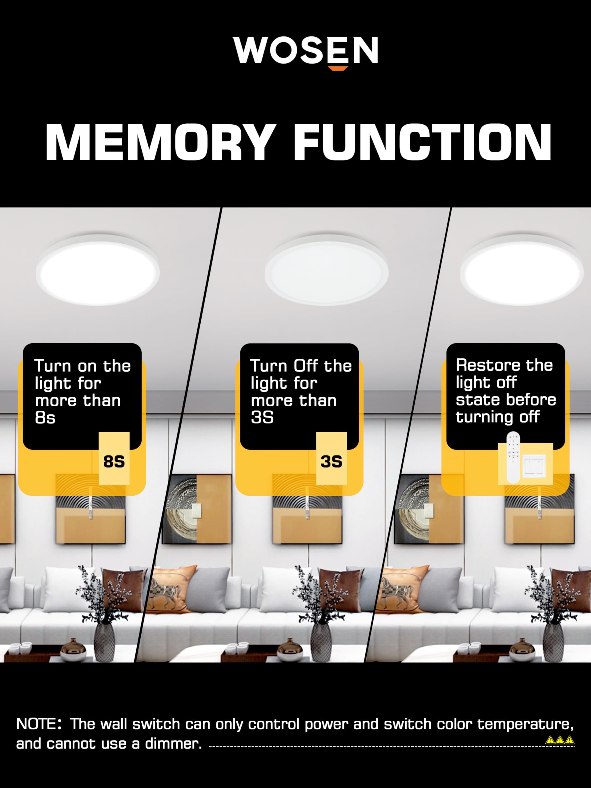 6 Pack 12 Inch Led Flush Mount Ceiling Light With Night Light 2000K, 3000K-6000K 5 Color Temperature 24W 2400Lm Ultra-Slim Ceili