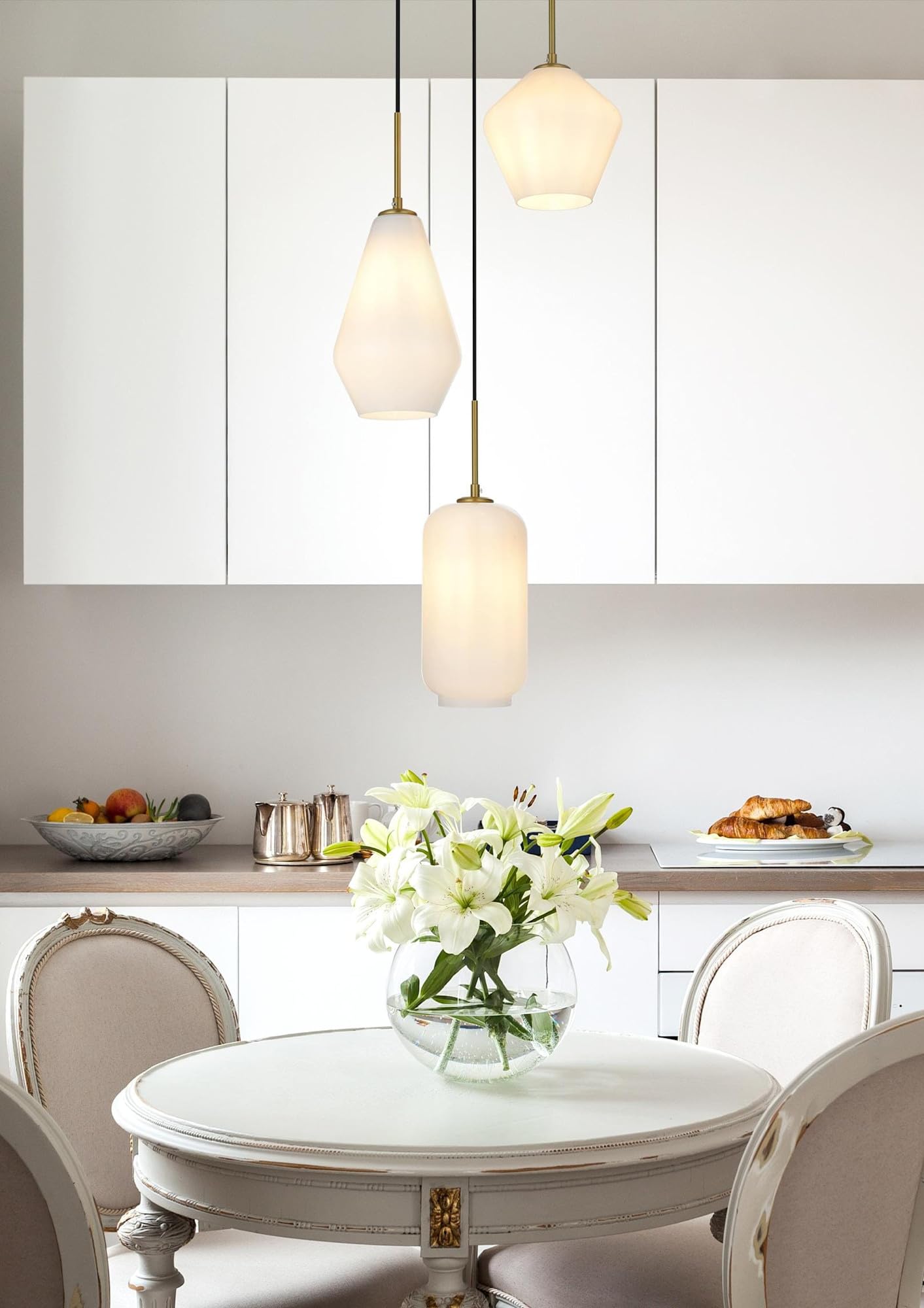 Elegant Lighting Living District Indoor Modern Home Decorative Bright Ceiling Gene 3 Light Chrome and Frosted White Glass Pendant