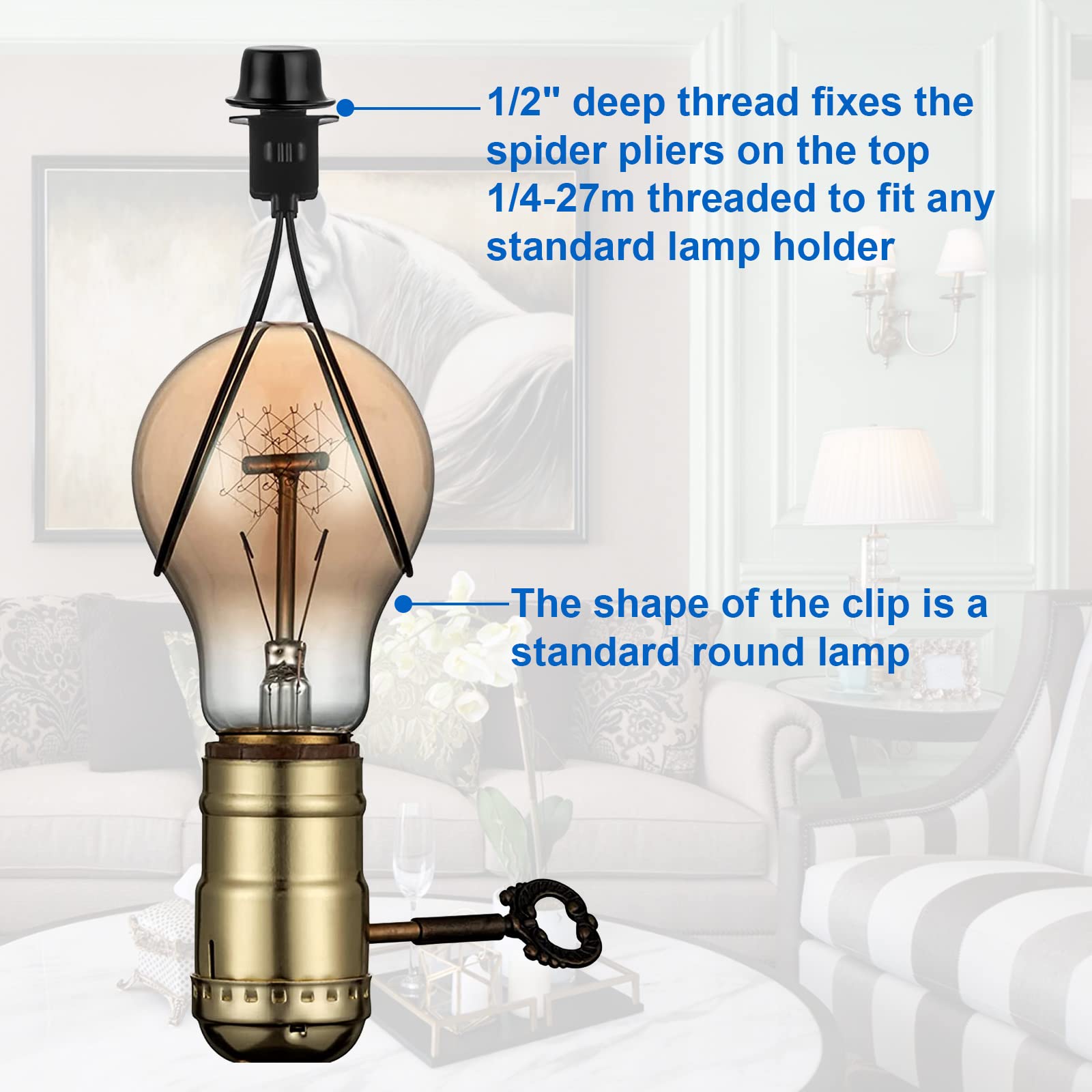 WEAVERBIRD 2 PACK Lamp Shade Clip Adapter Kit, Metal, Black, Model WVD-US-0400