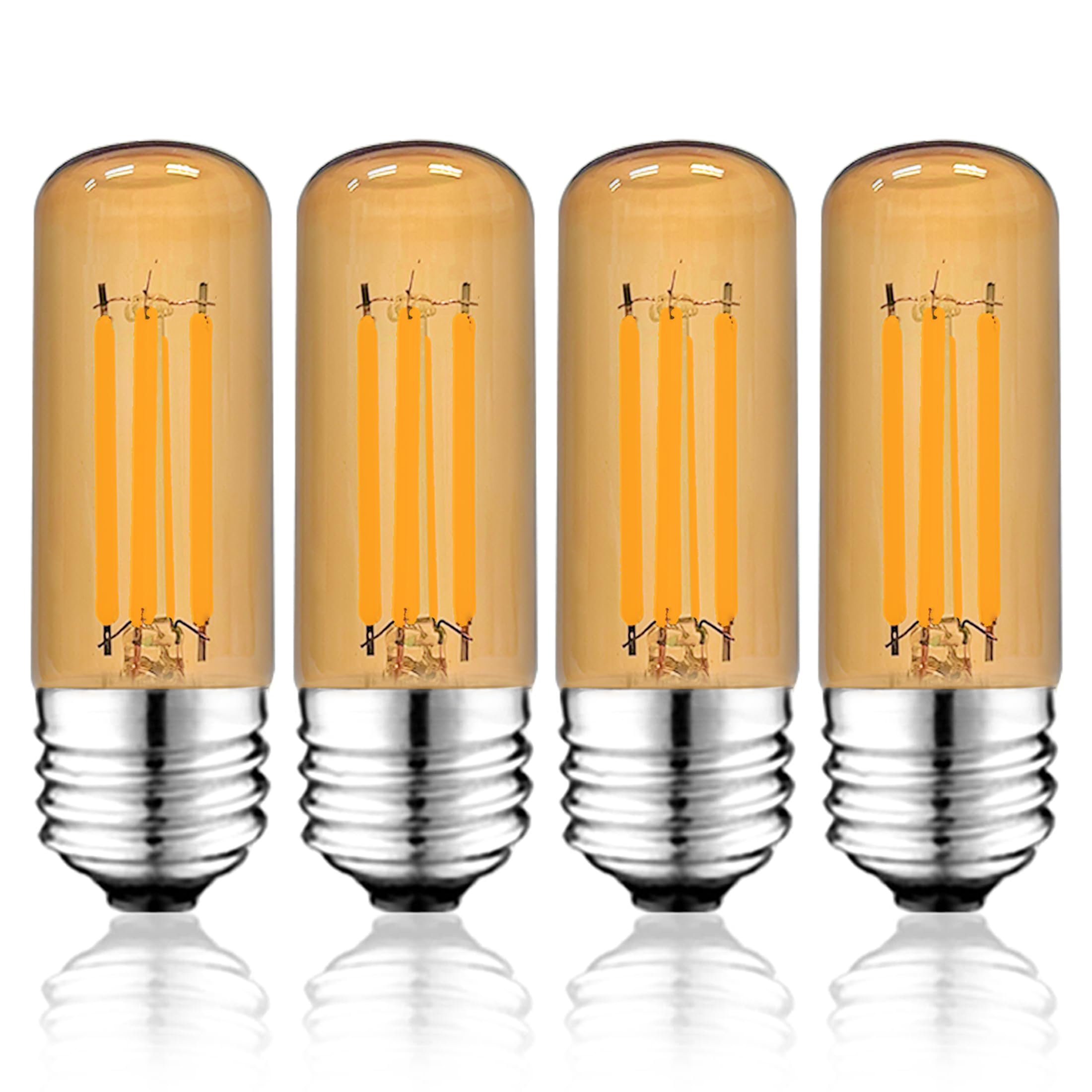 NOVELUX LED Bulb 60W Equivalent Dimmable 3.2 Inch 2200K Amber Glass Tubular 4-Pack
