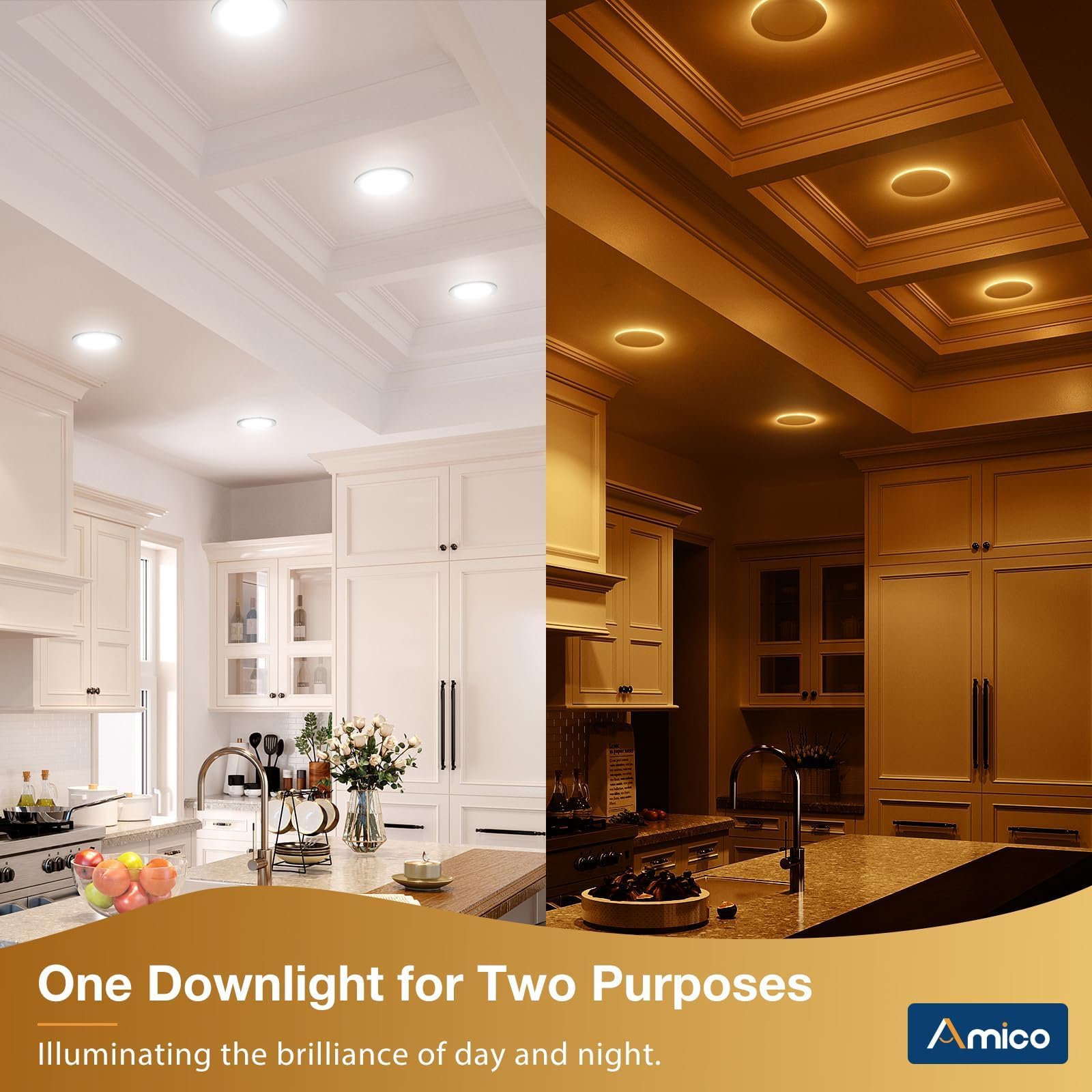 Amico 6 Inch 5CCT LED Recessed Ceiling Light, Dimmable Ultra-Thin Downlight, 12W, Metal, Night Light, Model 148