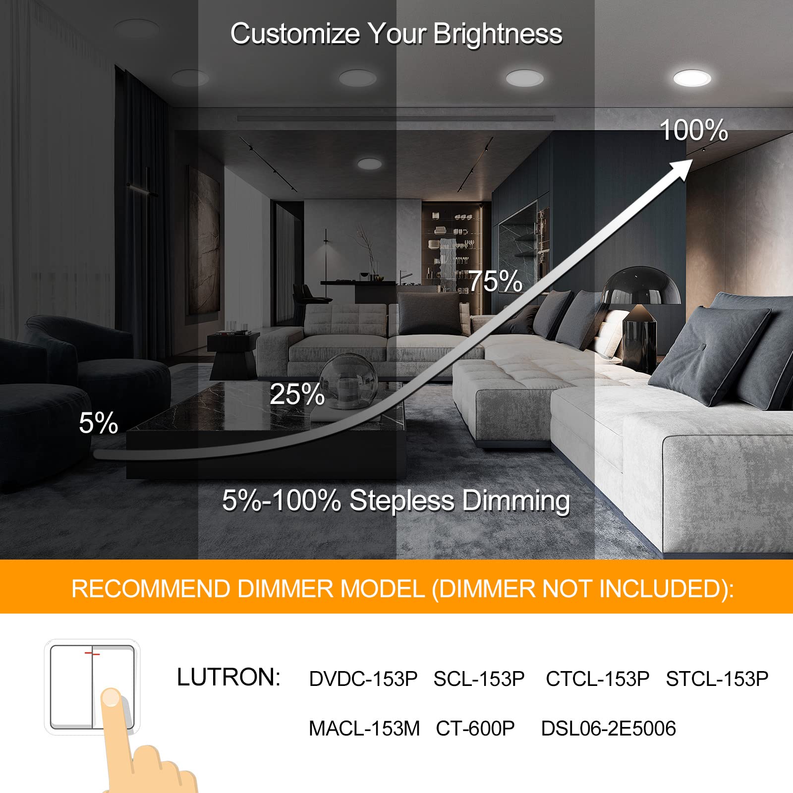 6 Pack 8 Inch Led Recessed Lighting With Junction Box Ultra-Thin, 3000K/4500K/6000K Selectable, 8'' Dimmable Canless Led Downlig