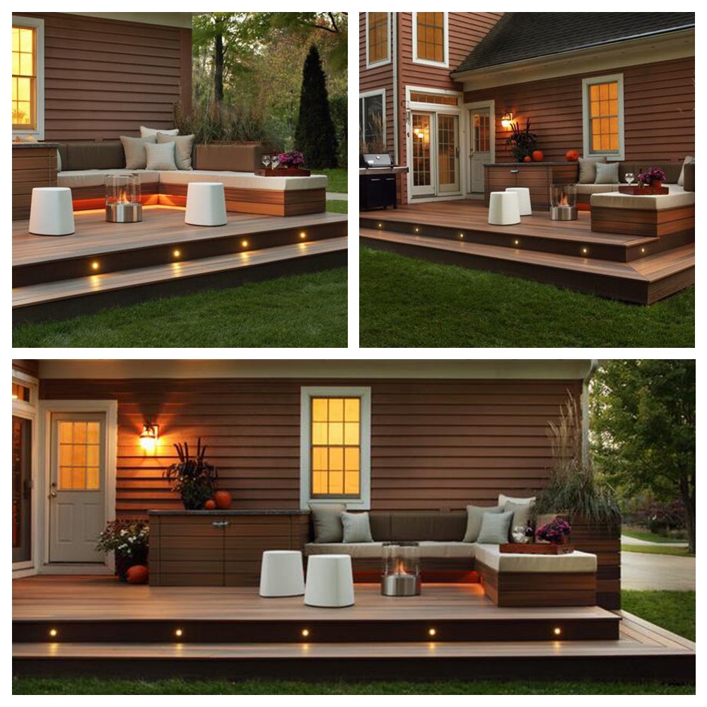FVTLED LED Deck Lights Set, 30pcs Warm White Stainless Steel Recessed In-ground Lighting for Outdoor Garden Pathway, Model D30