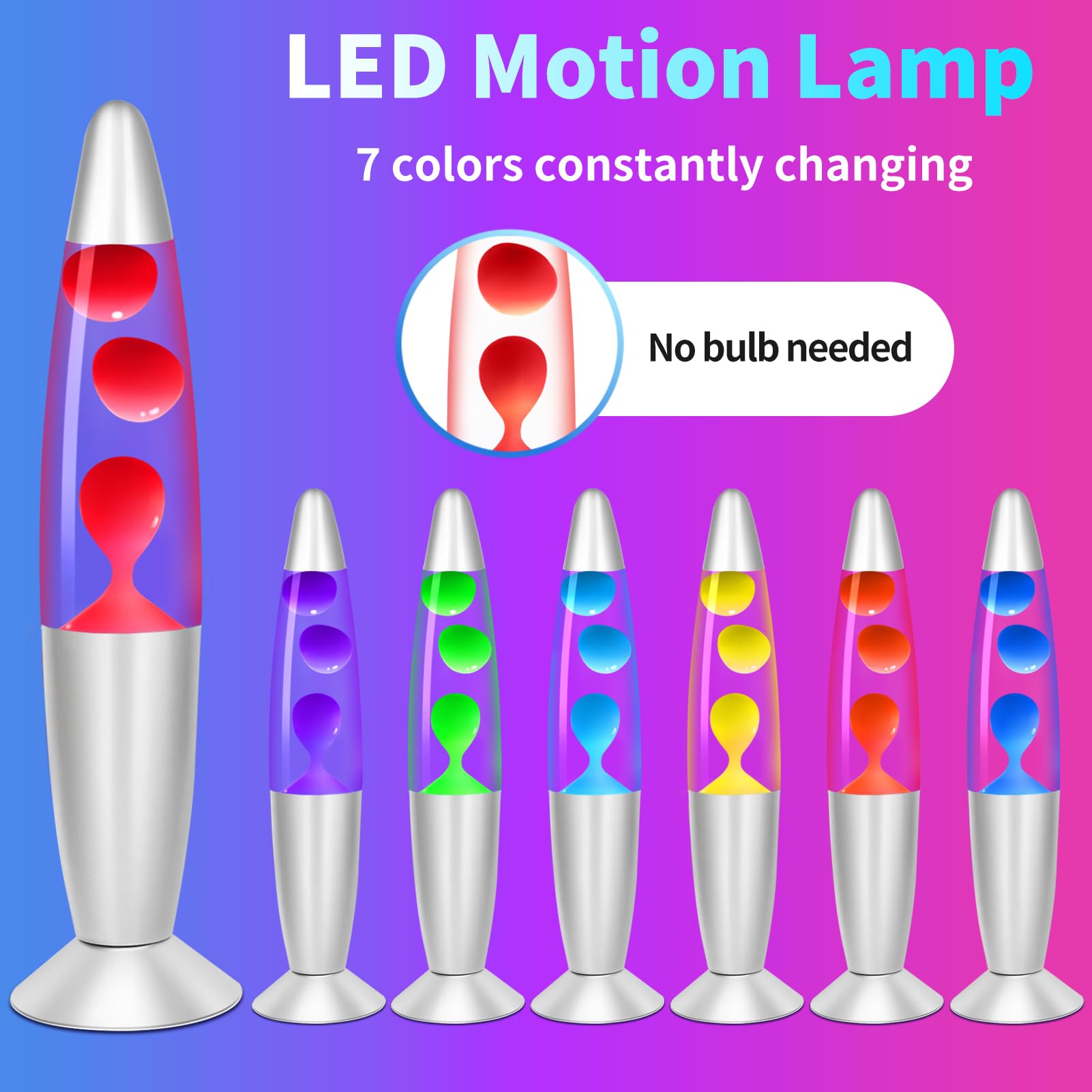 Dalavalampa 7 Color Changing LED Liquid Motion Lamp - 13-inch White Night Light for Kids & Adults, Model 6122D-01, Home Decor