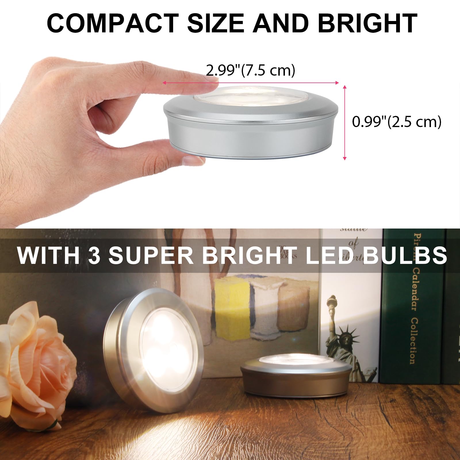 Luxsway Puck Light, Led Tap Light Push Lights, Battery Operated Stick On Night Light, Portable Under Cabinet Lights And Counter
