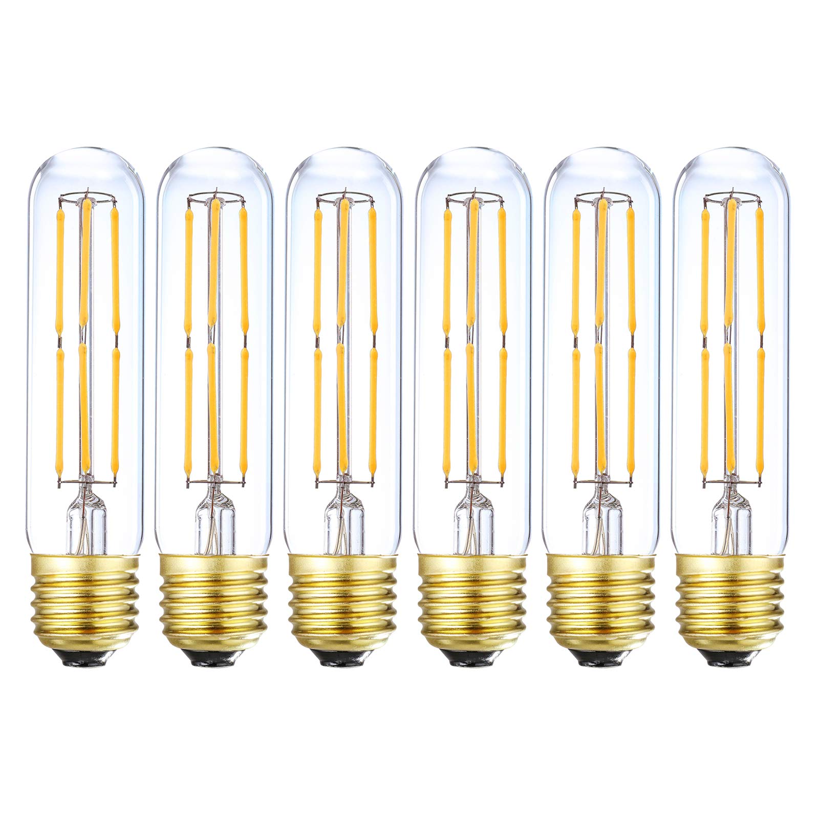 Dimmable T10 Edison Led Tubular Bulb 3000K Soft White E26 Vintage Led Filament Tube Bulb 60 Watt Equivalent 600lm E26 Base Lamp 