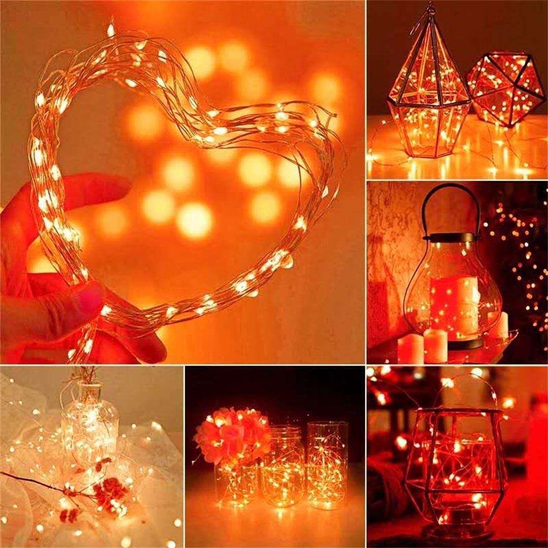 yongzhenlite 4 Pack Battery Operated LED Fairy Lights with Timer, 10 Feet, 30 Count LEDs, Orange