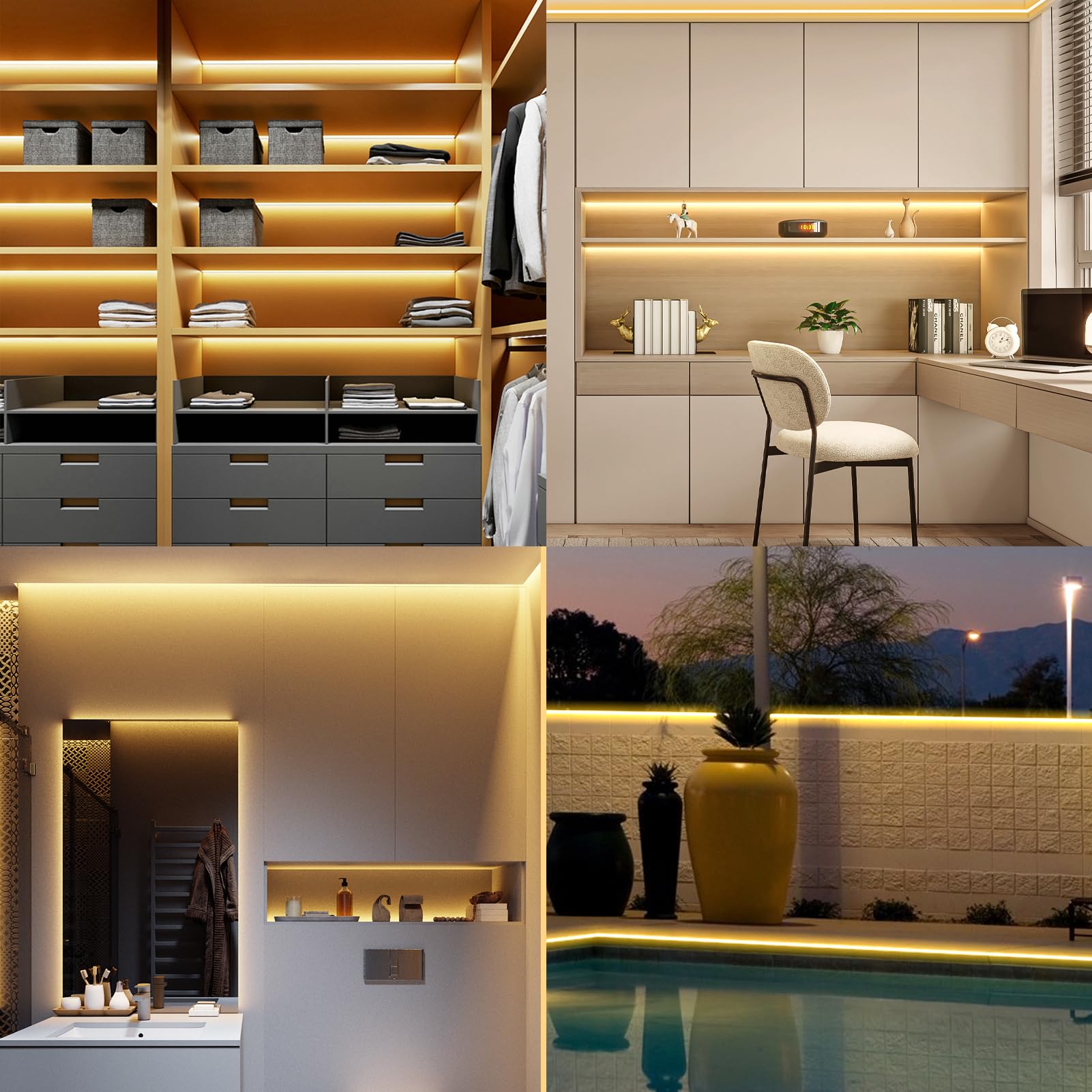 BSGlobal 2 Pack COB LED Strip Light, 6.6Ft, 640 LEDs, Battery Operated, Warm White, Model S05-BSGX-US-2P-2M-