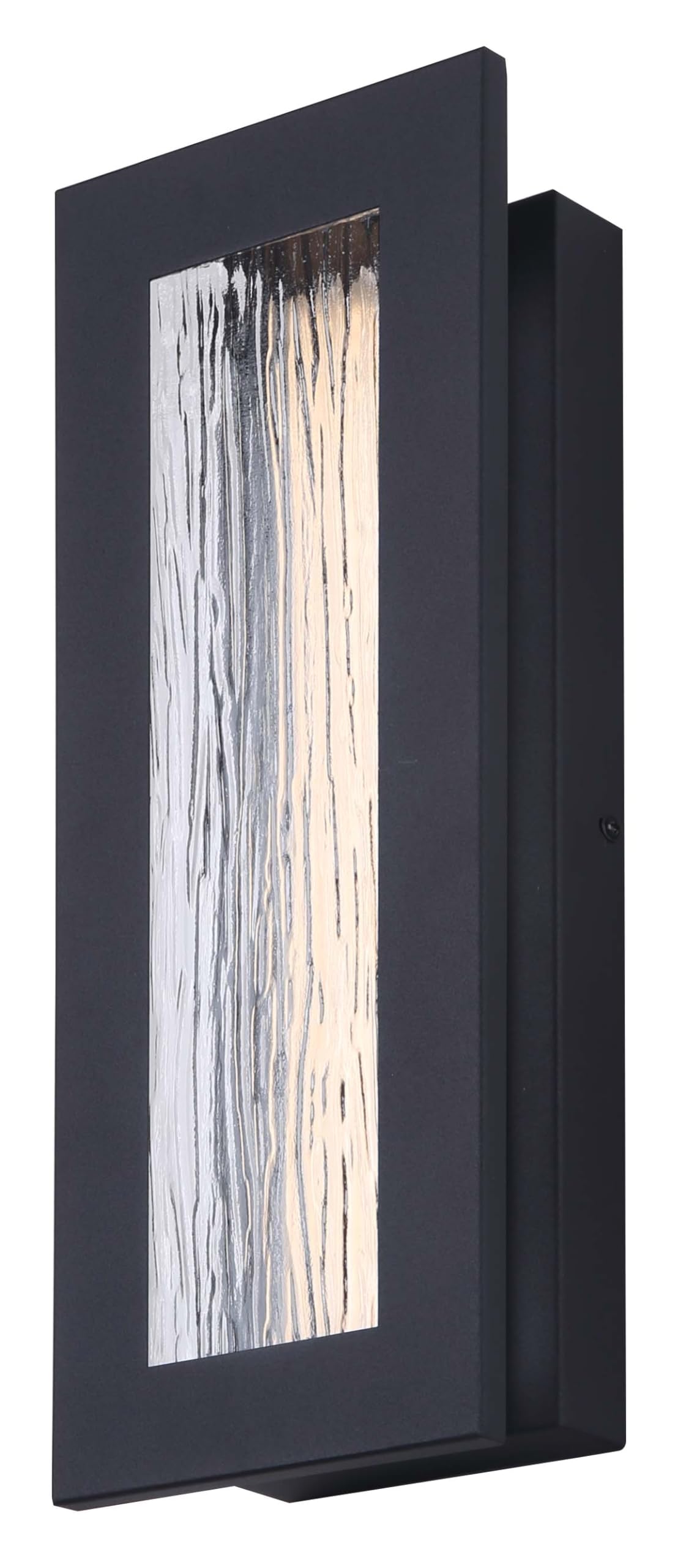 Canarm Kingsly LED Sconce, Black Finish Wall Mount with Texture Glass, 14W Integrated Outdoor Lighting, Modern Weather Resistant