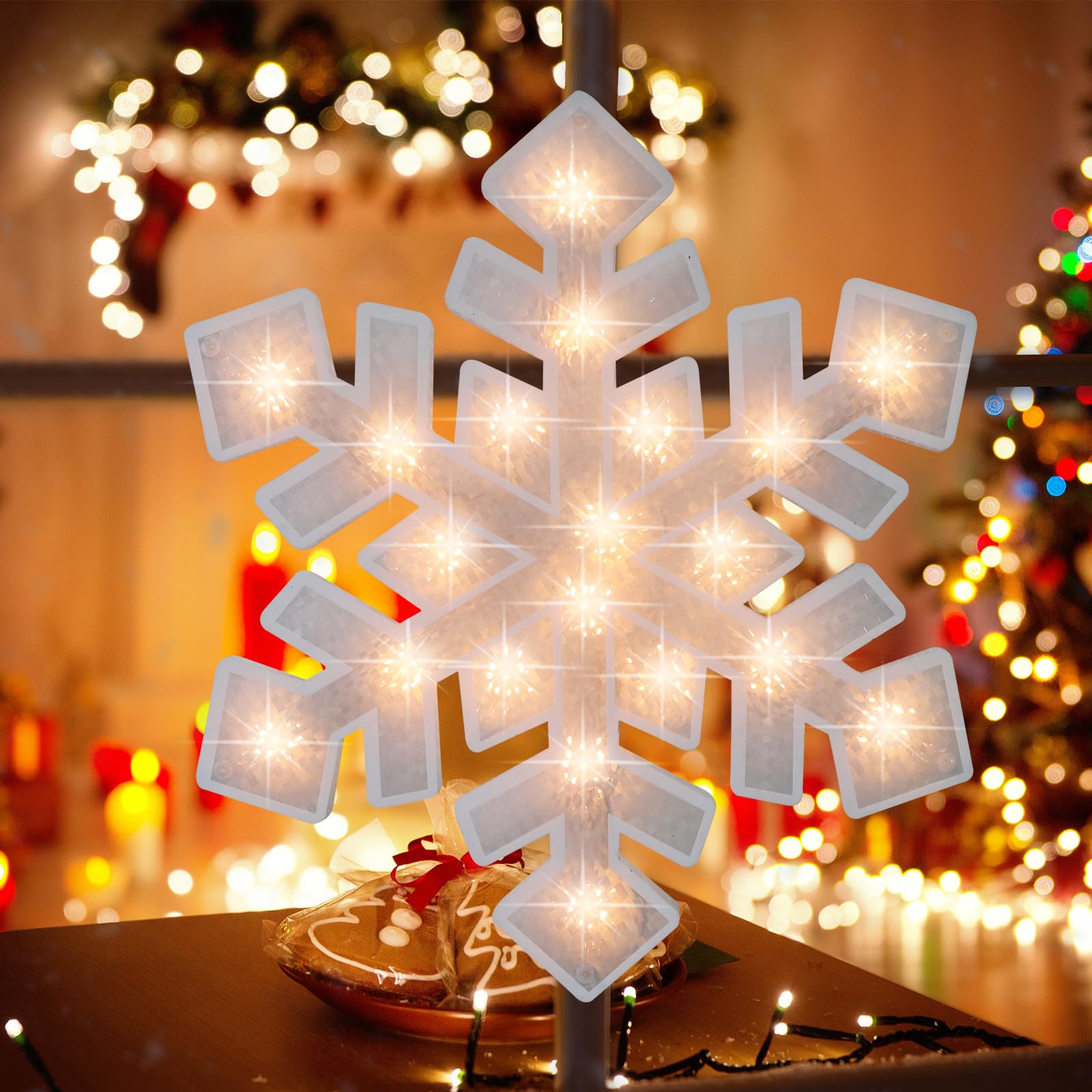 Lamphome 17&quot; 20L Snowflake Christmas Window Silhouette Lights Decorations, Lighted Snowflake Christmas Window Lights For Christmas,Party,Home,Patio Lawn,Garden