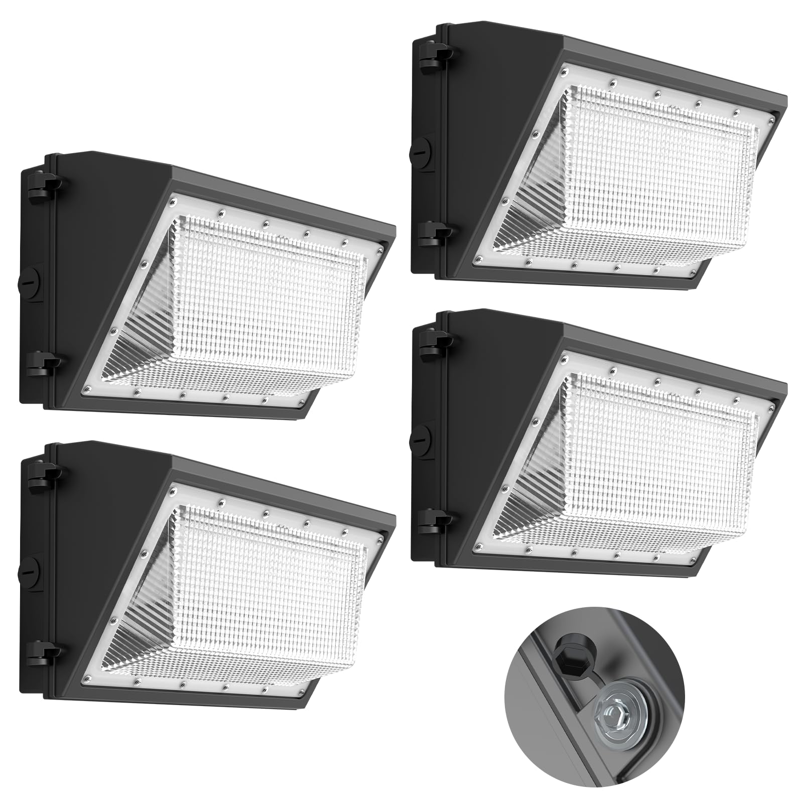 AIKVSXER 4 Pack 130W LED Wall Pack Light with Dusk to Dawn Photocell, 20,800LM 6000K IP65 Waterproof Commercial Outdoor Wall Lig