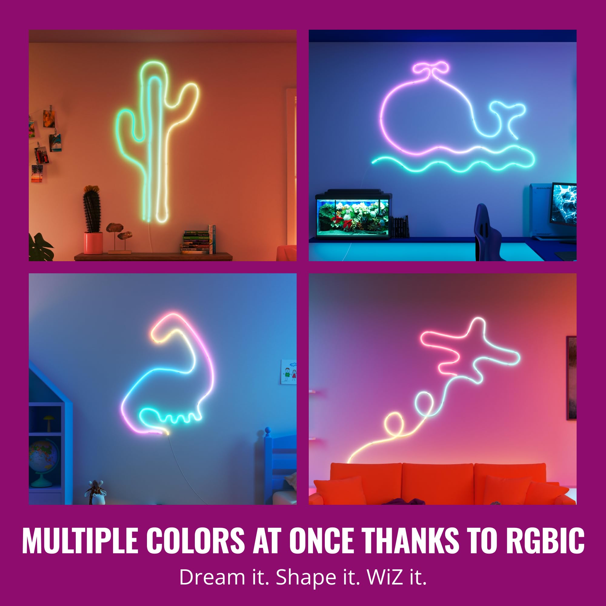 Wiz Smart Flex Strip- 32.8 Ft, 16 Million Colors + Shades Of White, Dynamic Light Scenes, Connects To Your Wi-Fi, Voice/App Cont