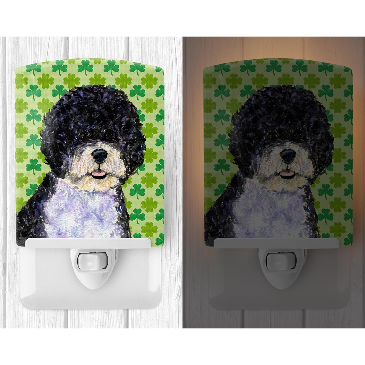 Carolines Treasures Night Light, Ceramic, Portuguese Water Dog, St. Patricks Day, 6x4x3in, Multicolor, Model SS4421CNL