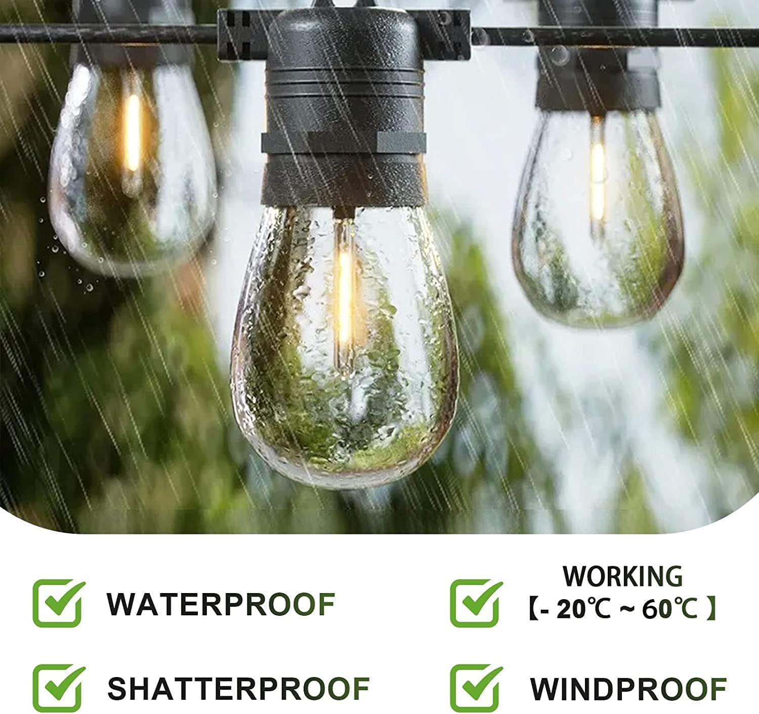 Jslinter 30-Pack Led String Light Bulbs Replacement, 1W E26 Vintage Bulbs, 2200K Warm White, Indoor/Outdoor String Lights For Wedding, Party, Xmas Decor