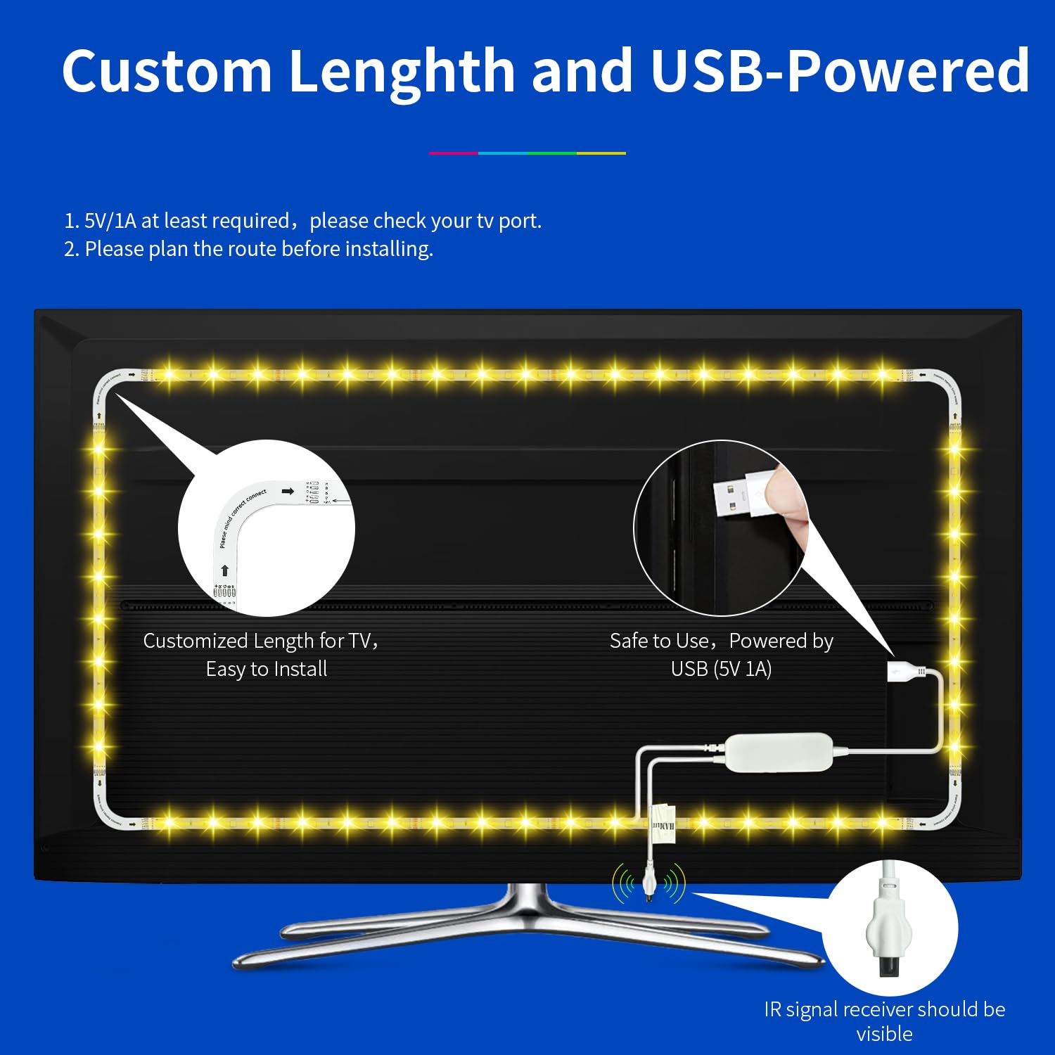 Hamlite Rgb-35M Led Backlight Strip For 75-80 Inch Tvs, Wifi Music Sync, White, 17.4Ft, Compatible With Alexa, Bias Lighting