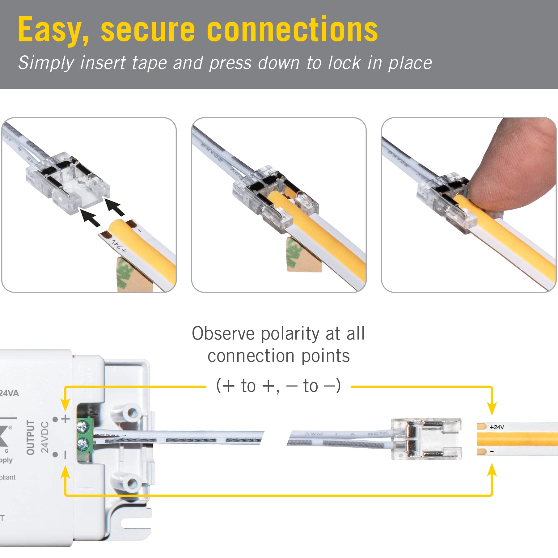 Armacost Lighting White/Single Color Cob 48'' Wire Lead Connector- 3 Pack 560925