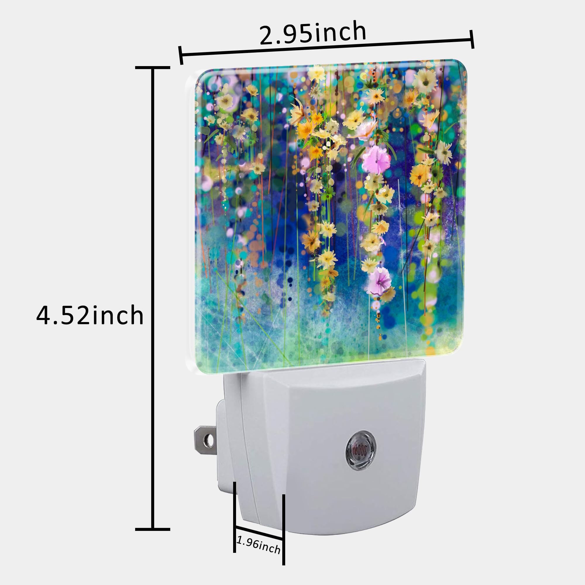 Uiaoiais Abstract Ivy Flowers Watercolor Painting Night Light Plug Into Wall With Dusk To Dawn Sensor Cute Nightlight For Kid Gi
